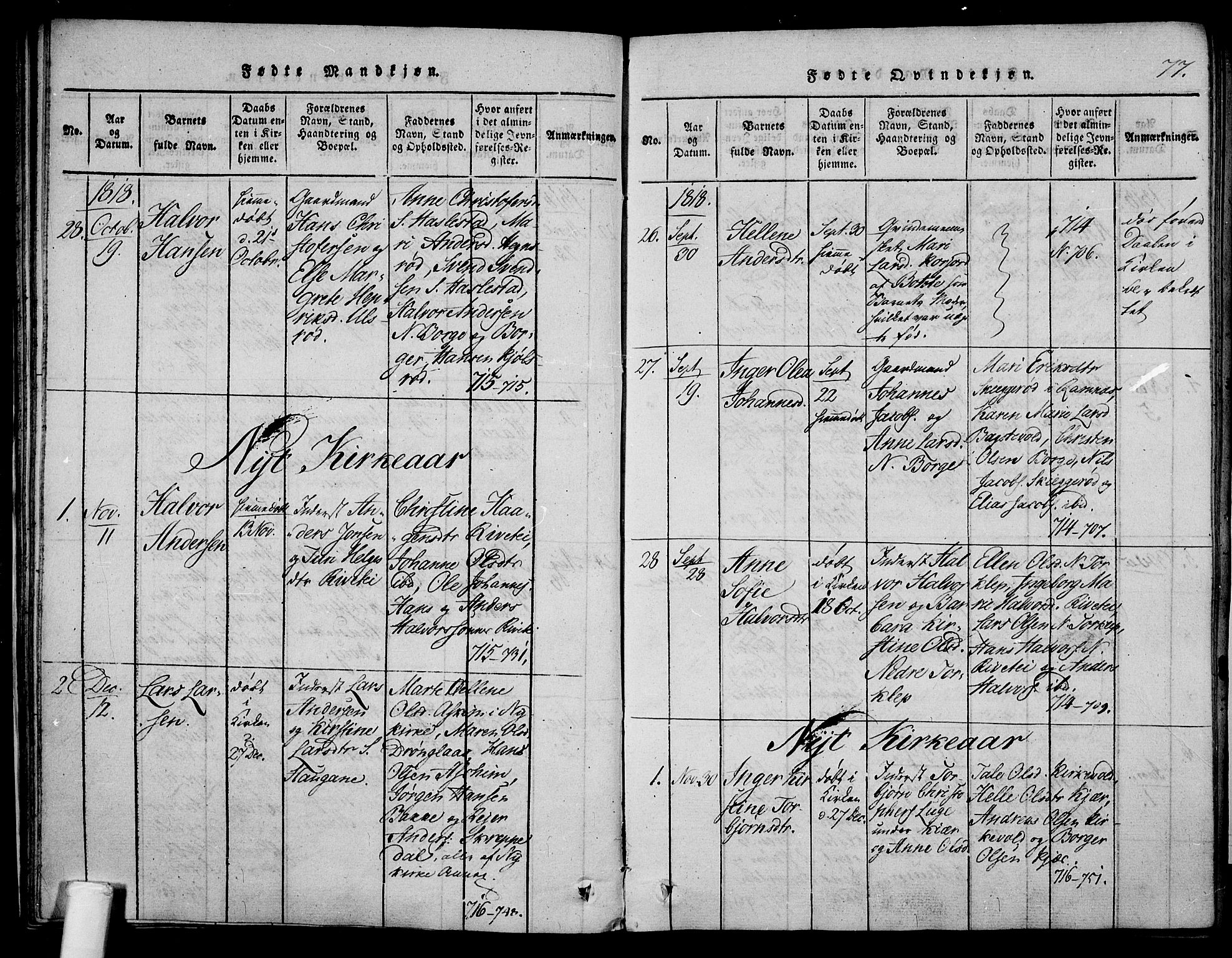 Våle kirkebøker, AV/SAKO-A-334/F/Fa/L0007: Parish register (official) no. I 7, 1814-1824, p. 76-77