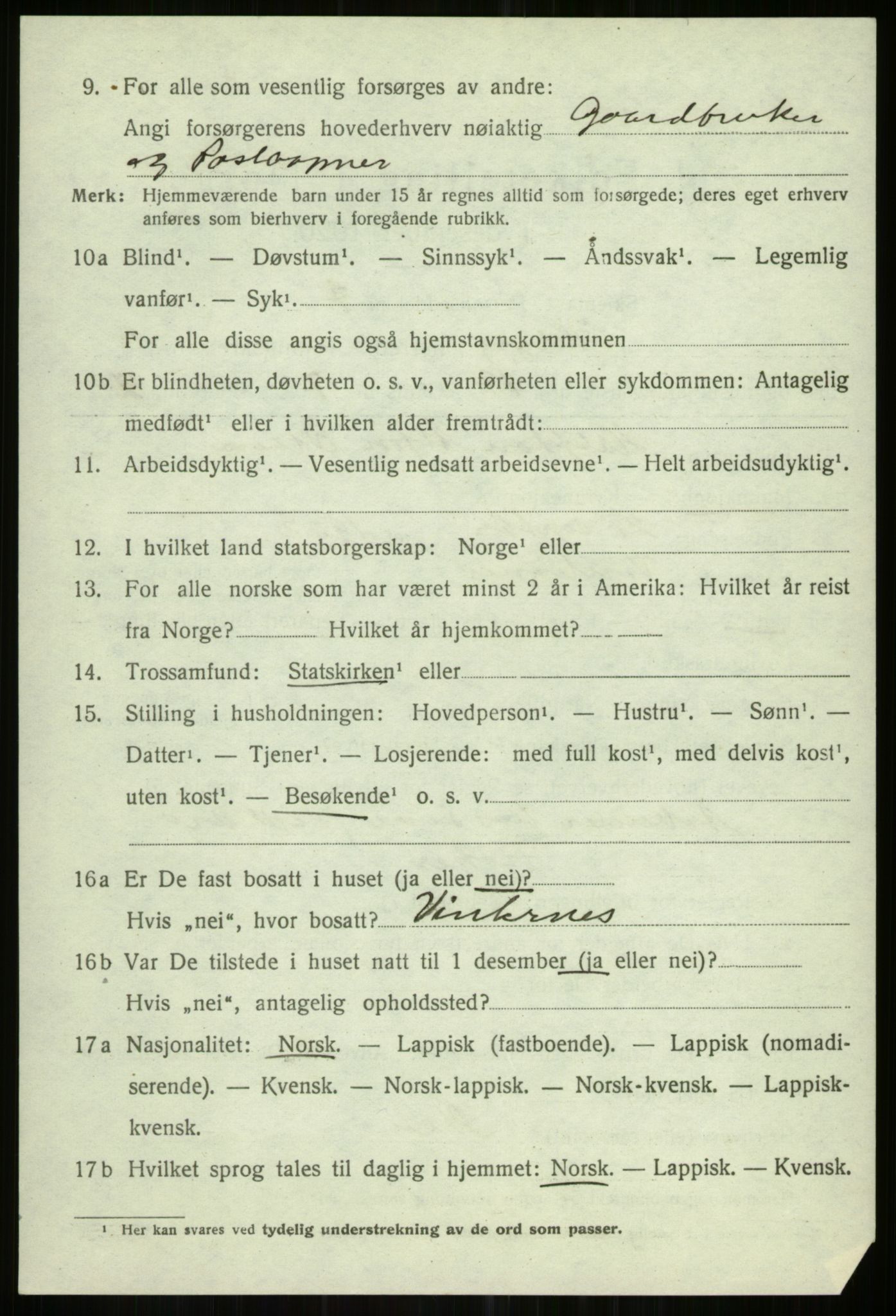 SATØ, 1920 census for Helgøy, 1920, p. 1853