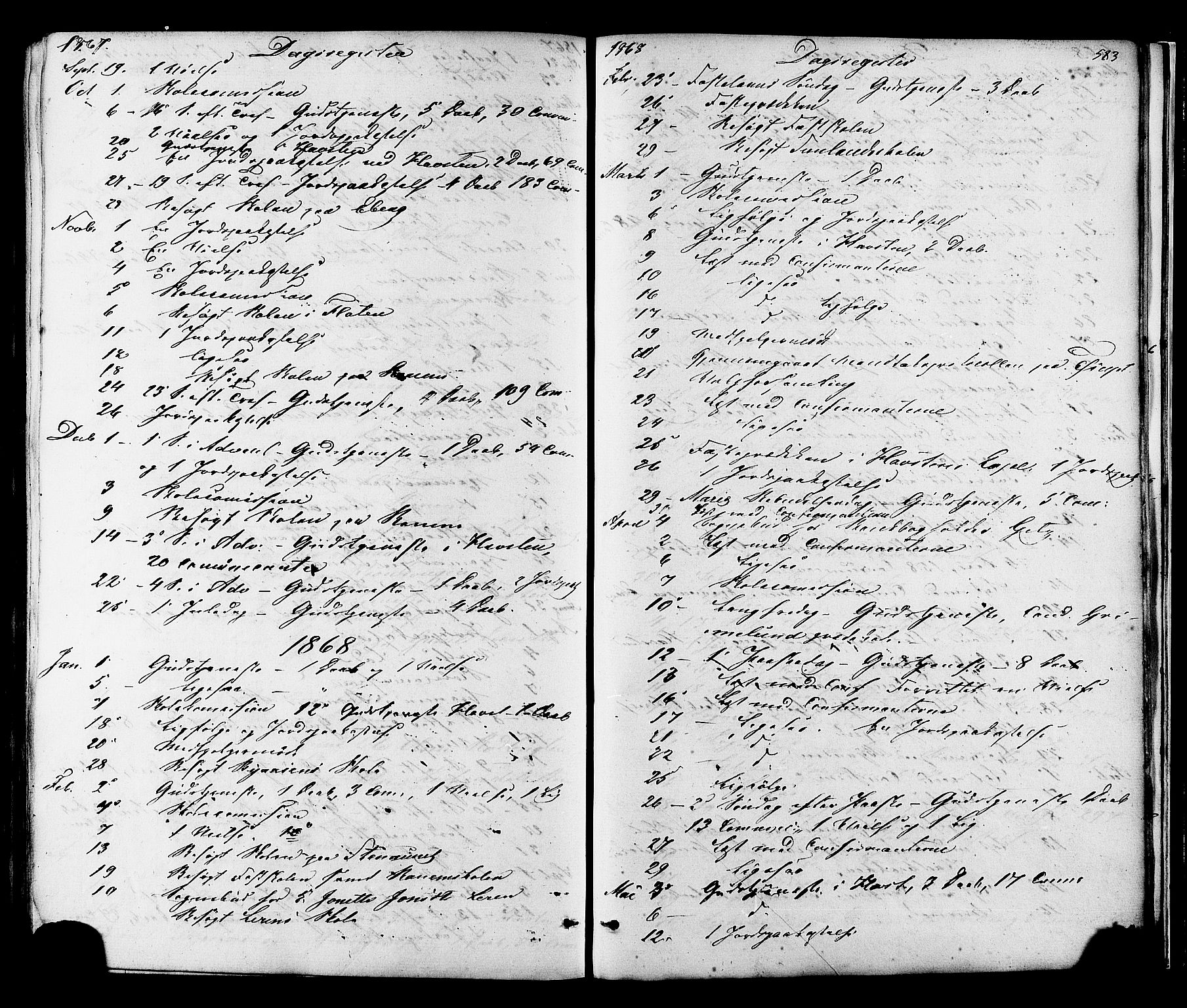 Ministerialprotokoller, klokkerbøker og fødselsregistre - Sør-Trøndelag, SAT/A-1456/606/L0293: Parish register (official) no. 606A08, 1866-1877, p. 583