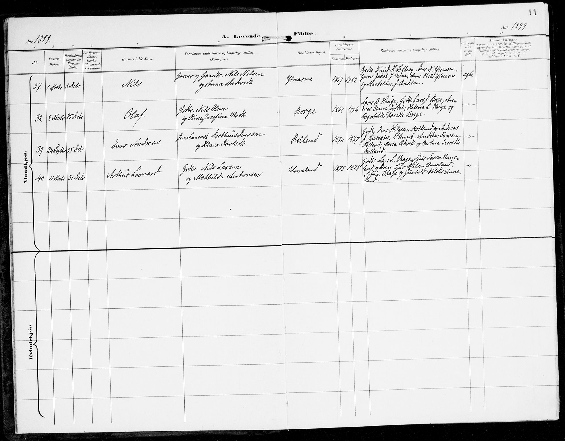 Haus sokneprestembete, SAB/A-75601/H/Haa: Parish register (official) no. D 2, 1899-1912, p. 11
