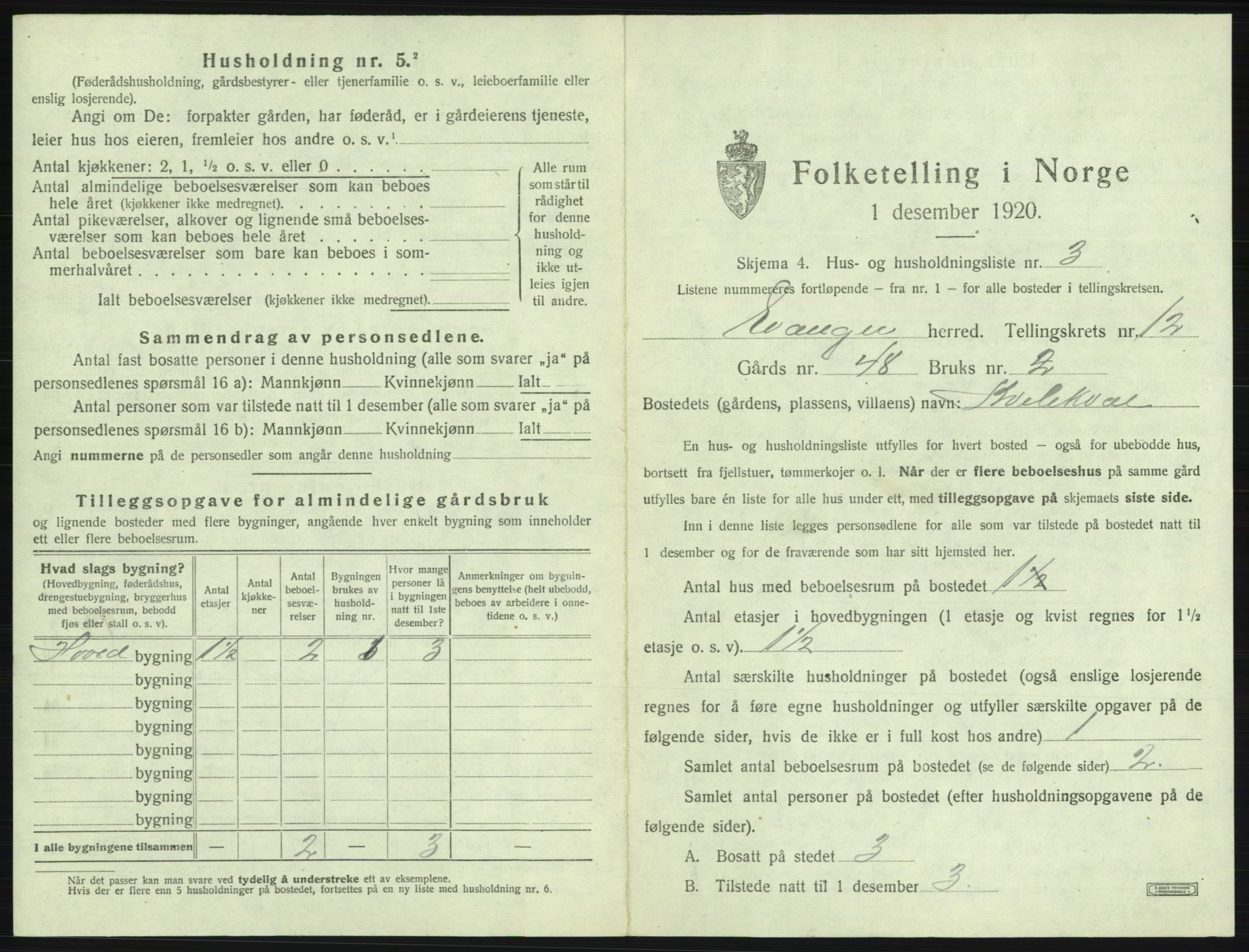 SAB, 1920 census for Evanger, 1920, p. 571