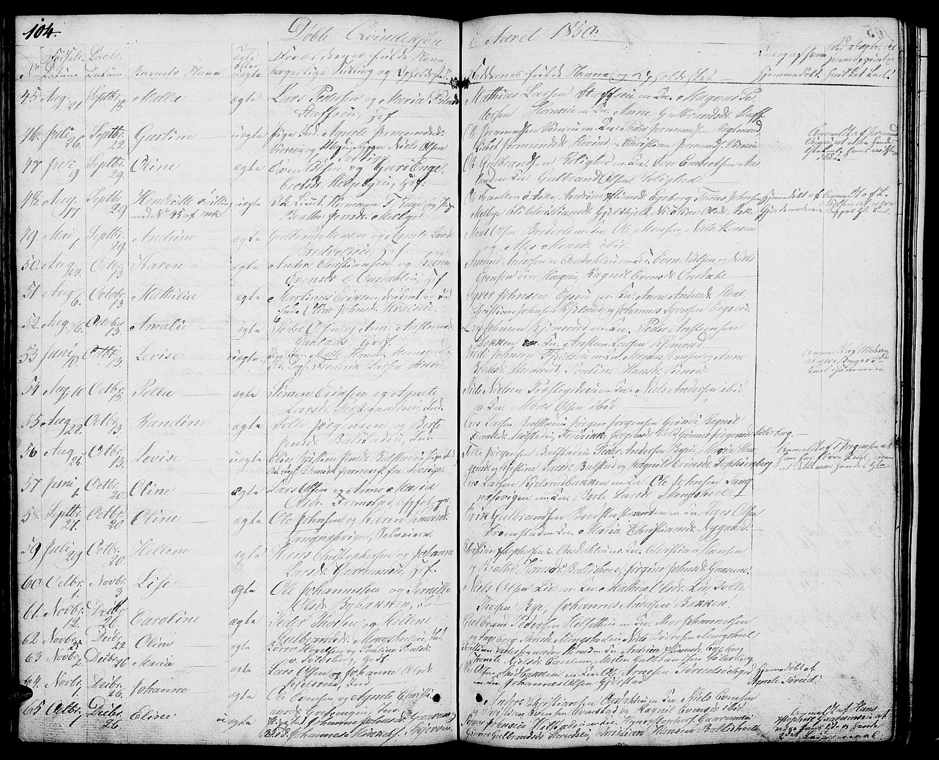 Nes prestekontor, Hedmark, AV/SAH-PREST-020/L/La/L0004: Parish register (copy) no. 4, 1832-1861, p. 104