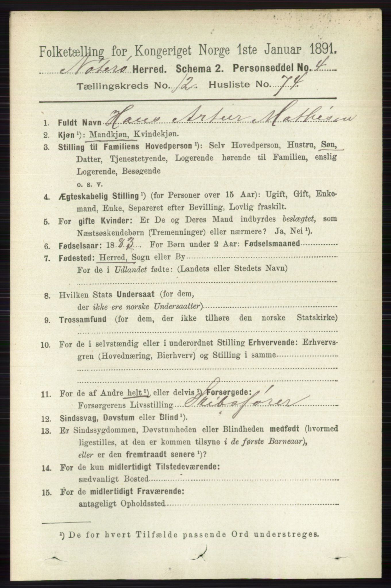 RA, 1891 census for 0722 Nøtterøy, 1891, p. 6777