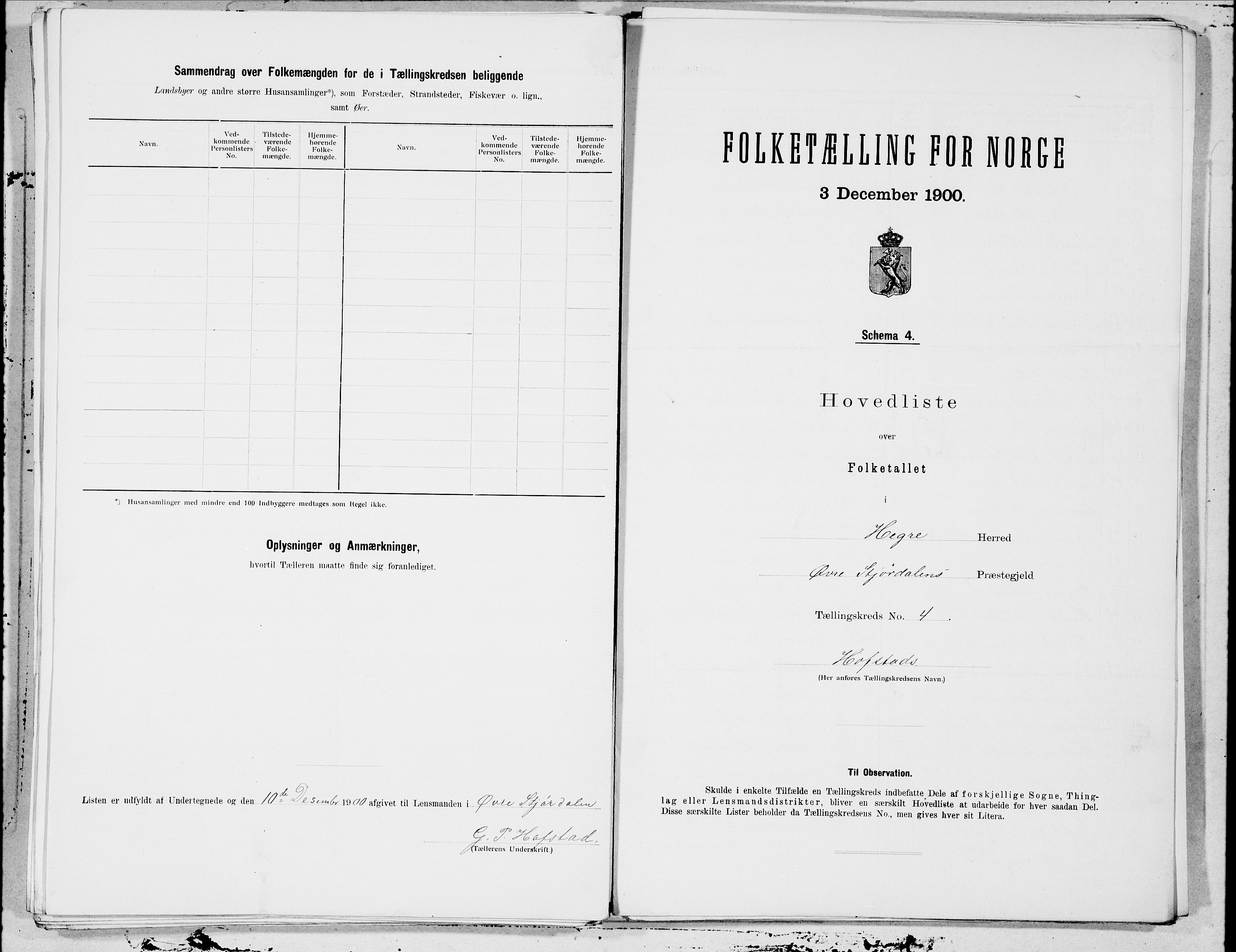 SAT, 1900 census for Hegra, 1900, p. 10