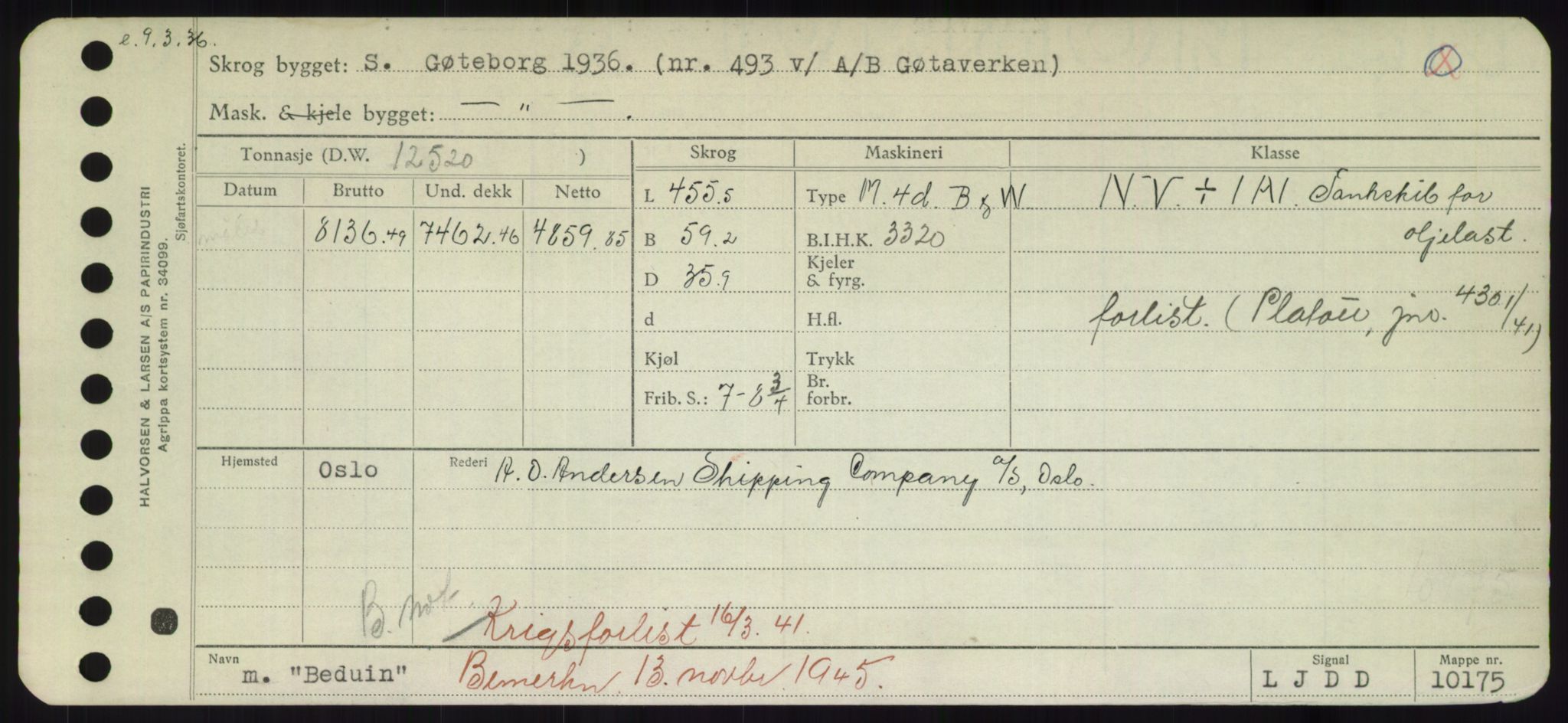 Sjøfartsdirektoratet med forløpere, Skipsmålingen, AV/RA-S-1627/H/Hd/L0003: Fartøy, B-Bev, p. 461