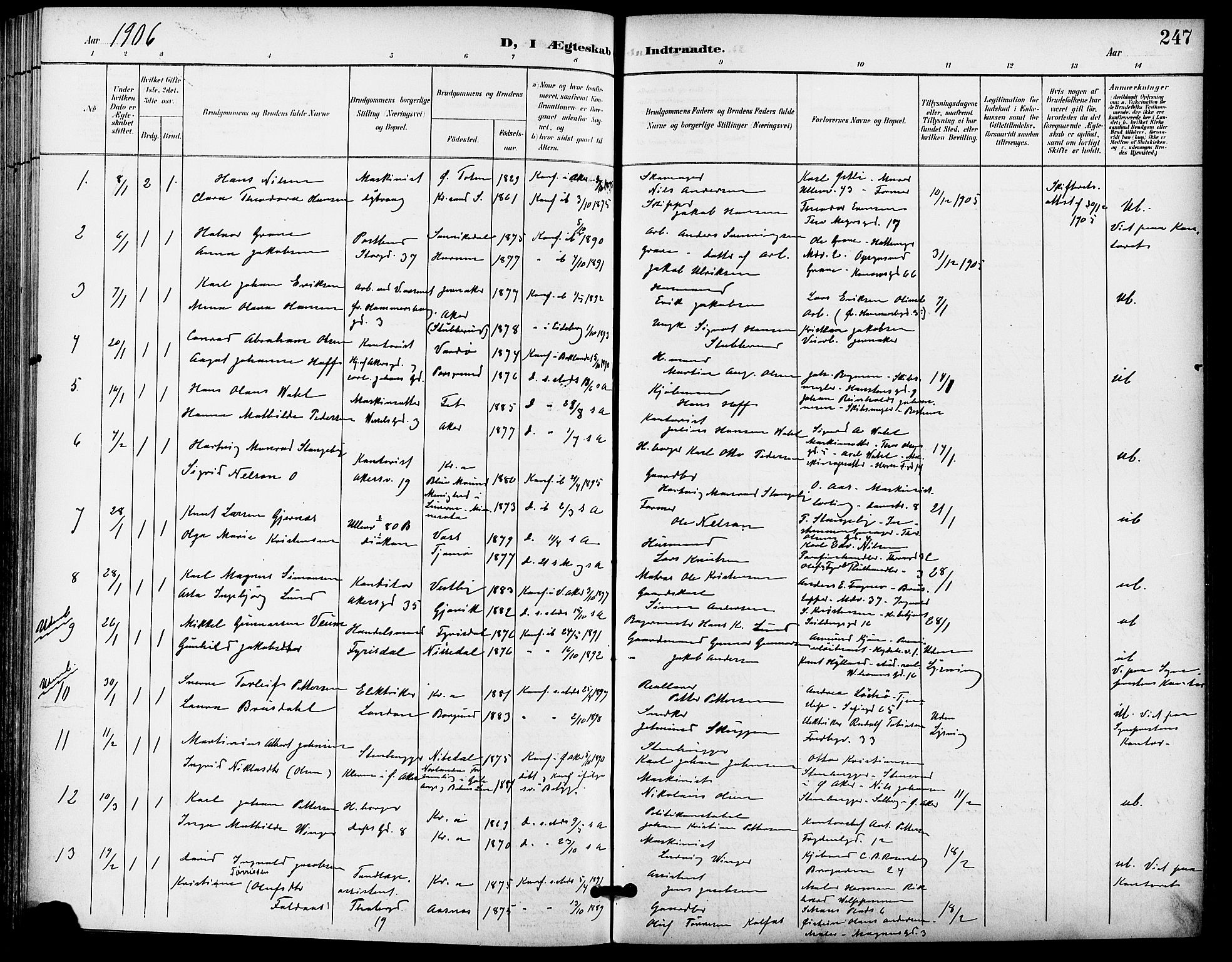 Gamle Aker prestekontor Kirkebøker, SAO/A-10617a/F/L0012: Parish register (official) no. 12, 1898-1910, p. 247