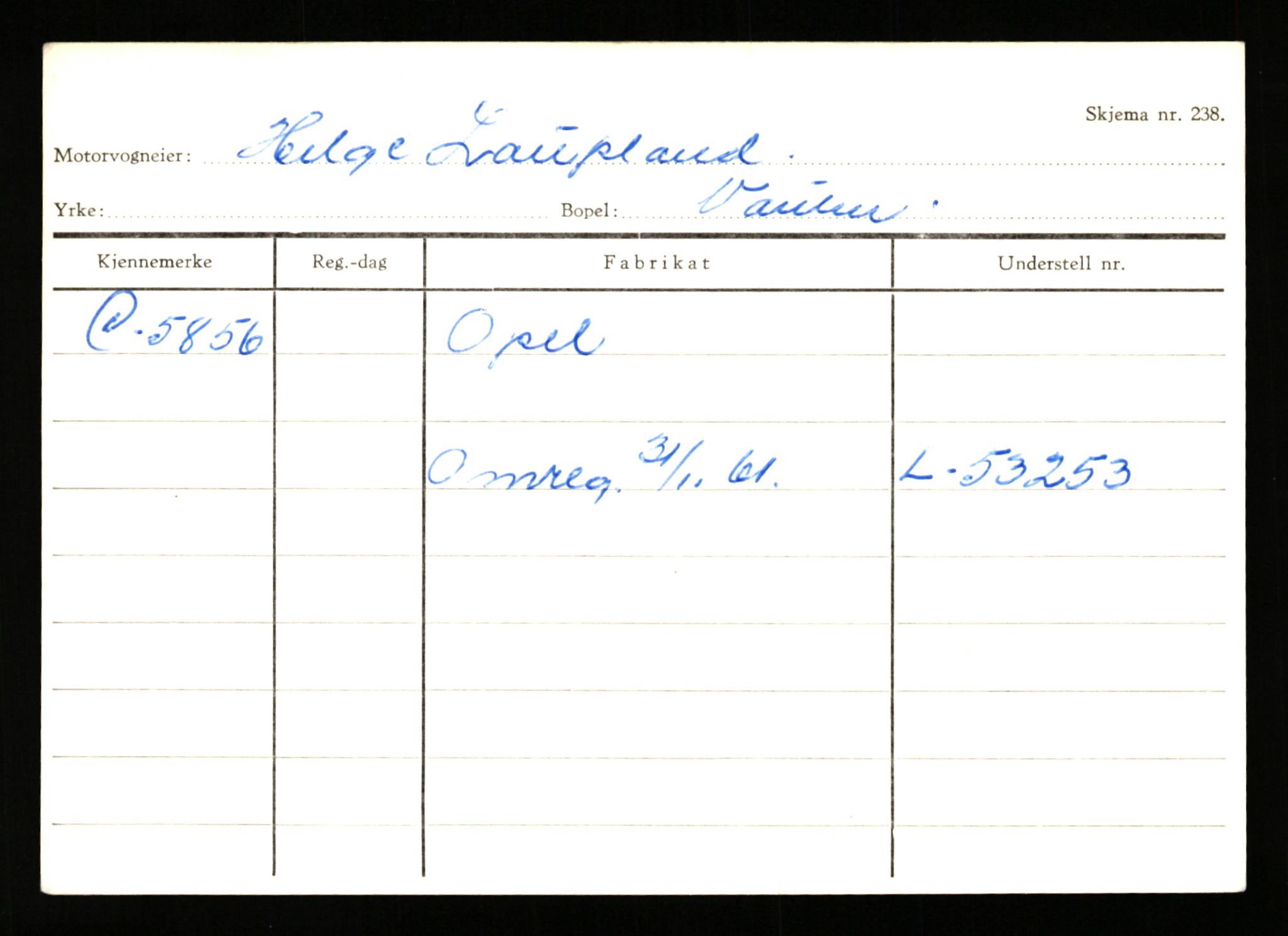 Stavanger trafikkstasjon, SAST/A-101942/0/G/L0002: Registreringsnummer: 5791 - 10405, 1930-1971, p. 37