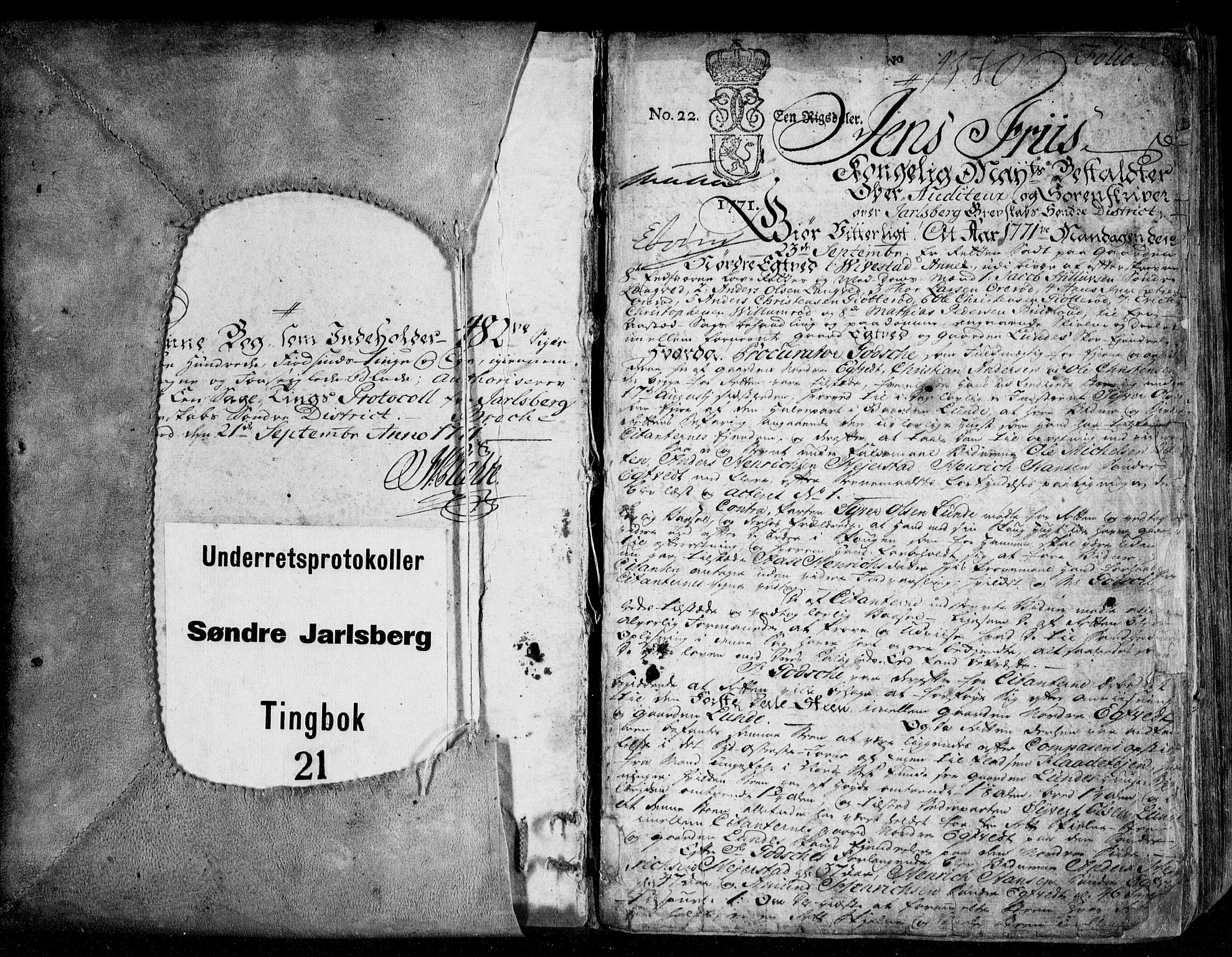 Søndre Jarlsberg sorenskriveri, SAKO/A-129/F/Fa/L0021: Tingbok, 1771-1779, p. 1