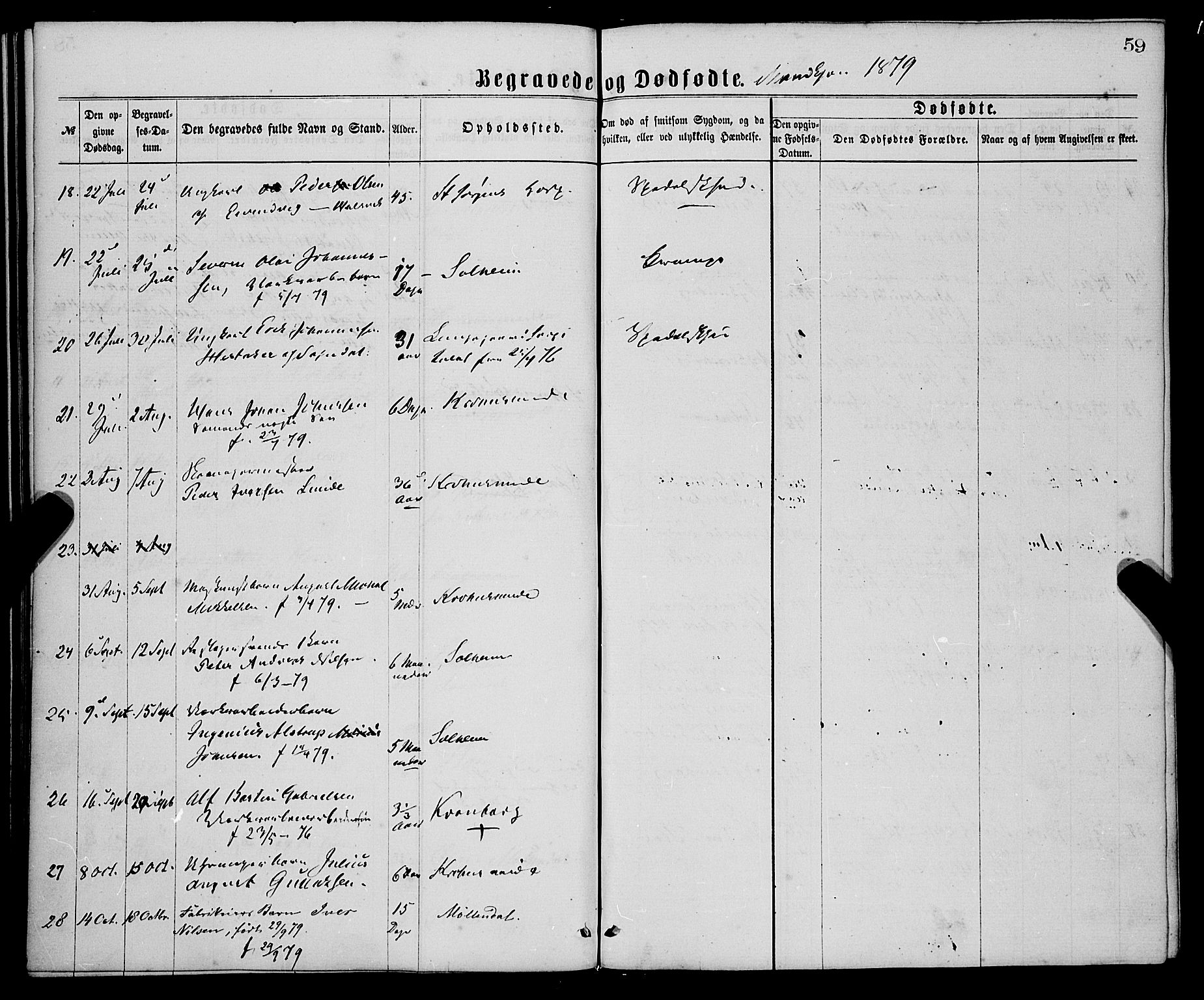 St. Jørgens hospital og Årstad sokneprestembete, AV/SAB-A-99934: Parish register (official) no. A 11, 1864-1886, p. 59