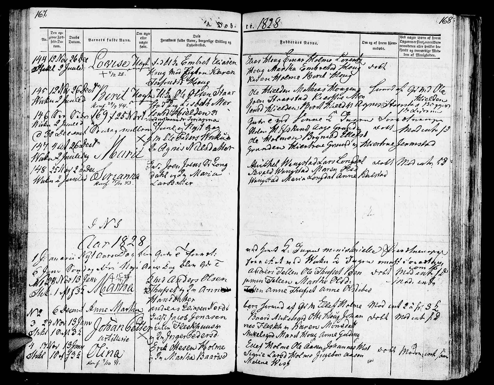 Ministerialprotokoller, klokkerbøker og fødselsregistre - Nord-Trøndelag, SAT/A-1458/723/L0237: Parish register (official) no. 723A06, 1822-1830, p. 167-168