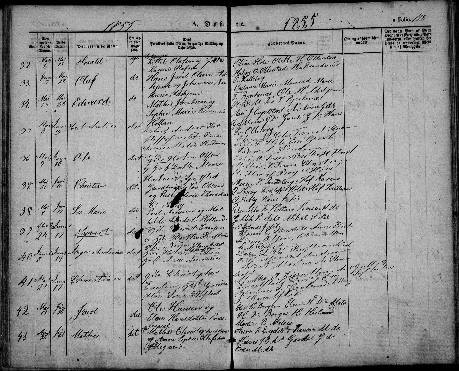 Lardal kirkebøker, AV/SAKO-A-350/F/Fa/L0006: Parish register (official) no. I 6, 1835-1860, p. 128