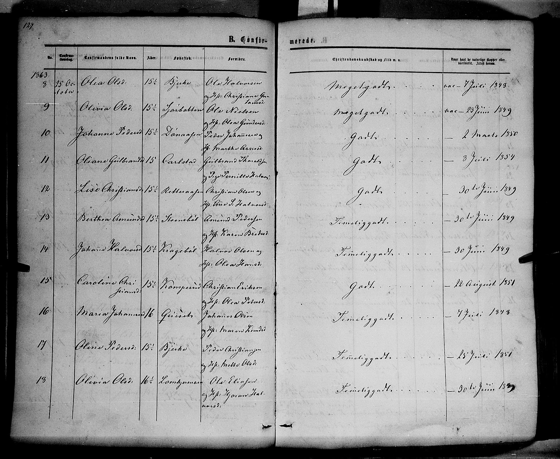 Hof prestekontor, AV/SAH-PREST-038/H/Ha/Haa/L0009: Parish register (official) no. 9, 1862-1877, p. 127