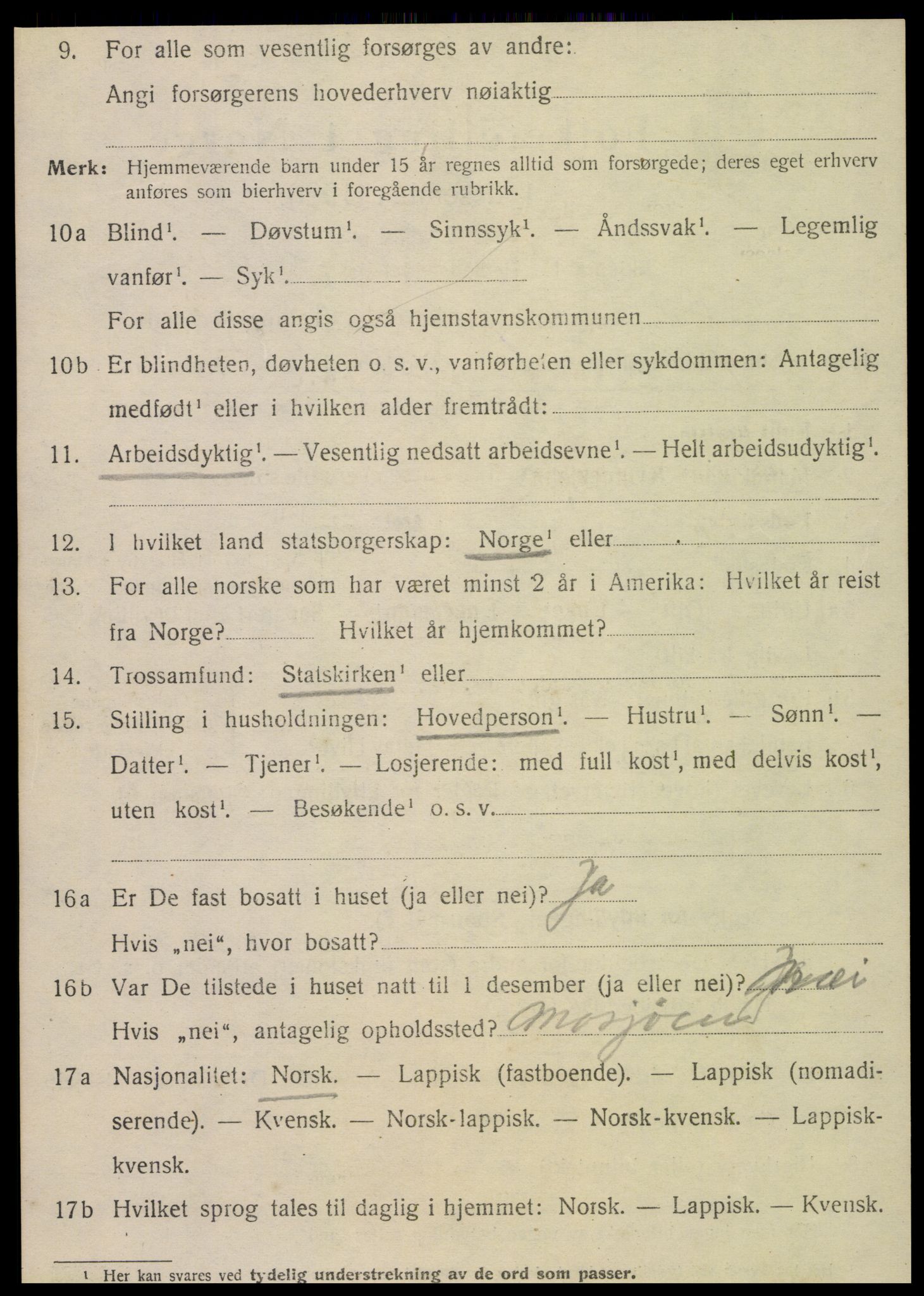 SAT, 1920 census for Leirfjord, 1920, p. 1410