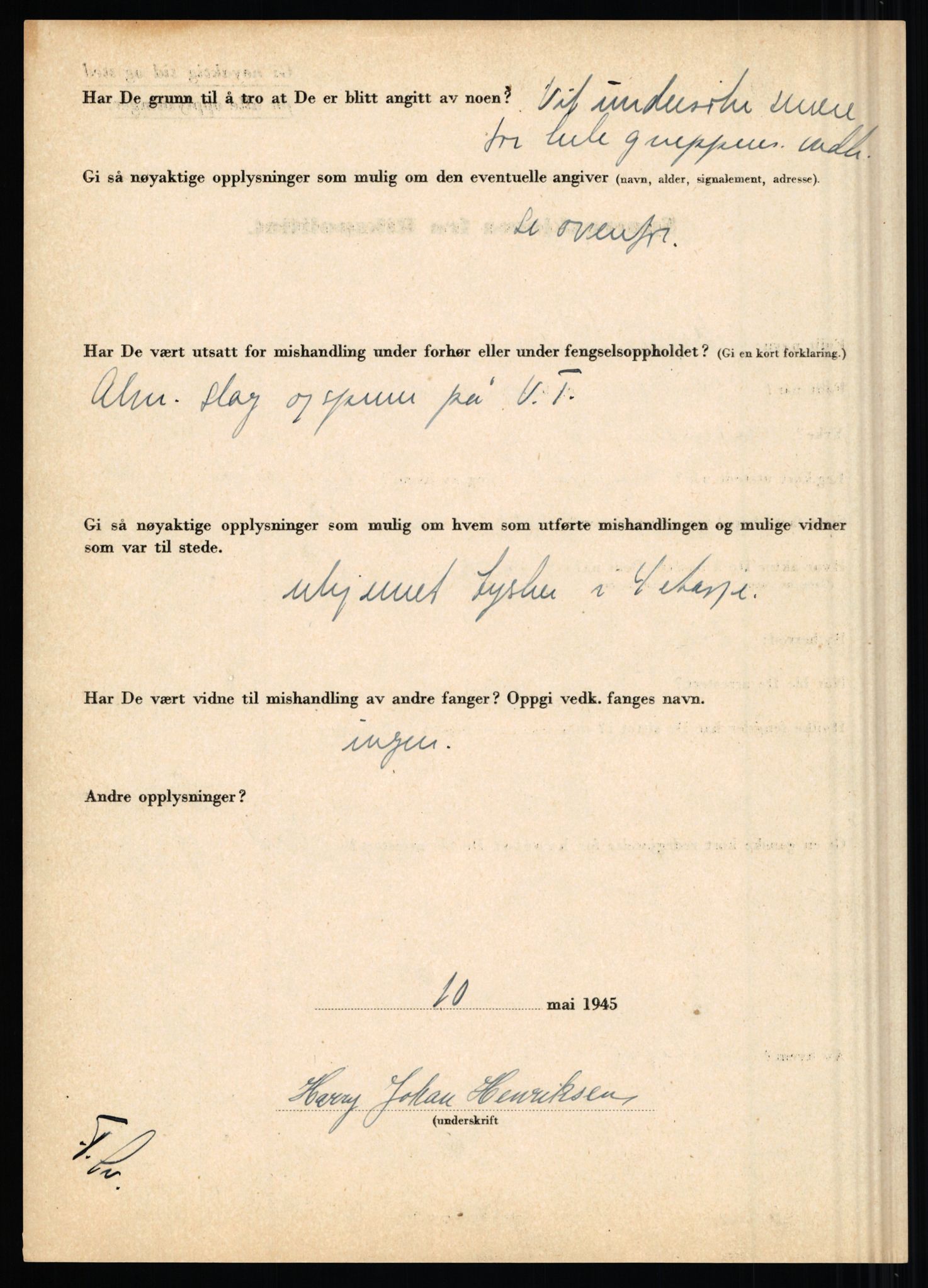 Rikspolitisjefen, AV/RA-S-1560/L/L0007: Heen, Erik C. - Iversen, Trygve, 1940-1945, p. 58