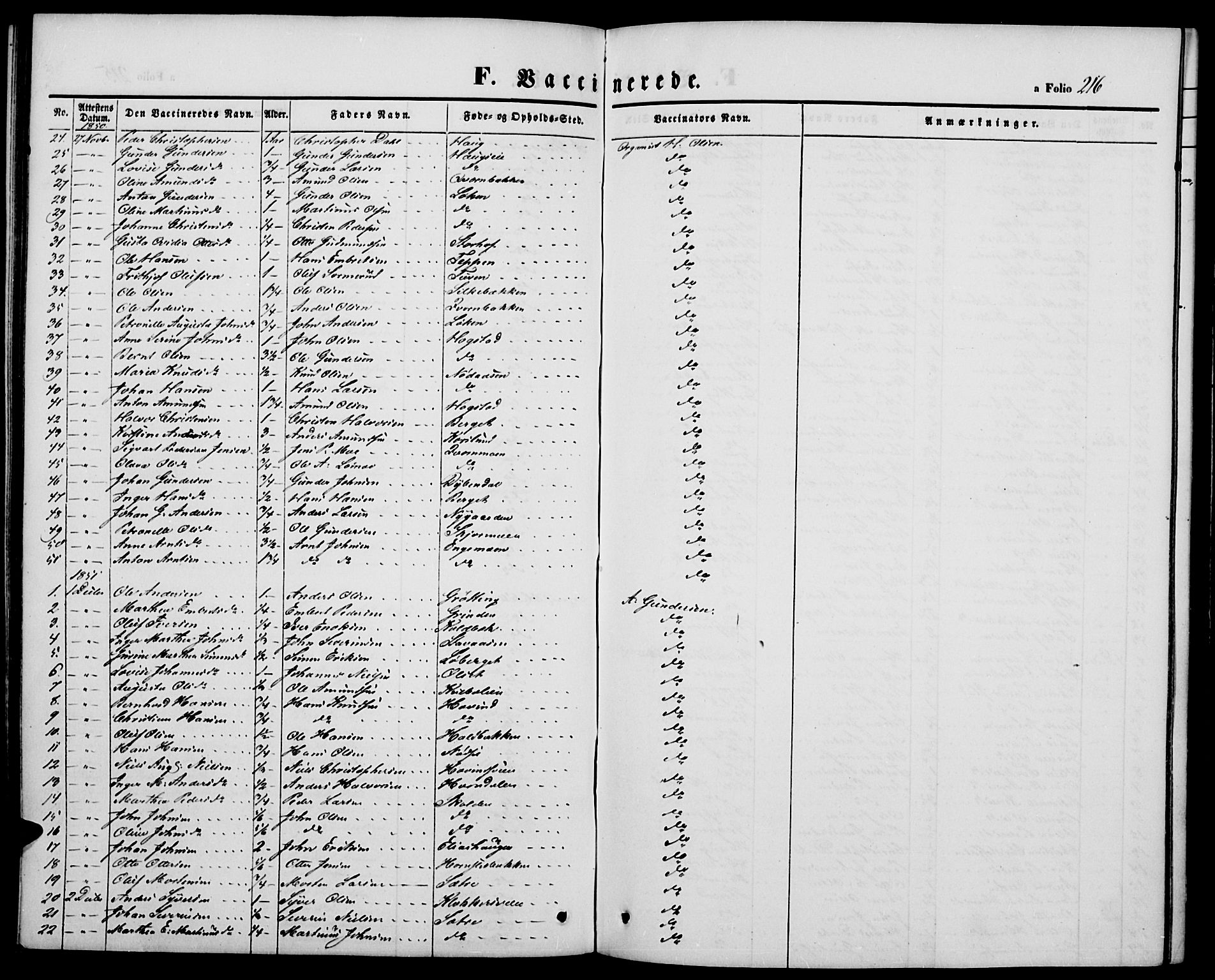 Elverum prestekontor, SAH/PREST-044/H/Ha/Hab/L0002: Parish register (copy) no. 2, 1845-1855, p. 216