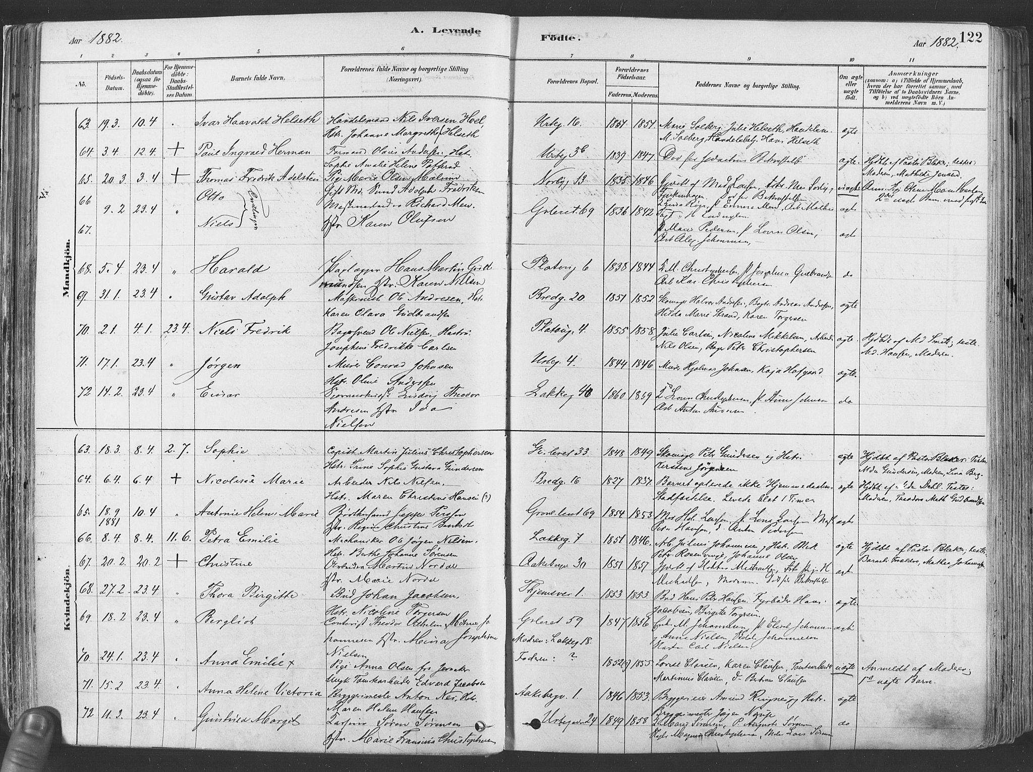 Grønland prestekontor Kirkebøker, SAO/A-10848/F/Fa/L0007: Parish register (official) no. 7, 1878-1888, p. 122