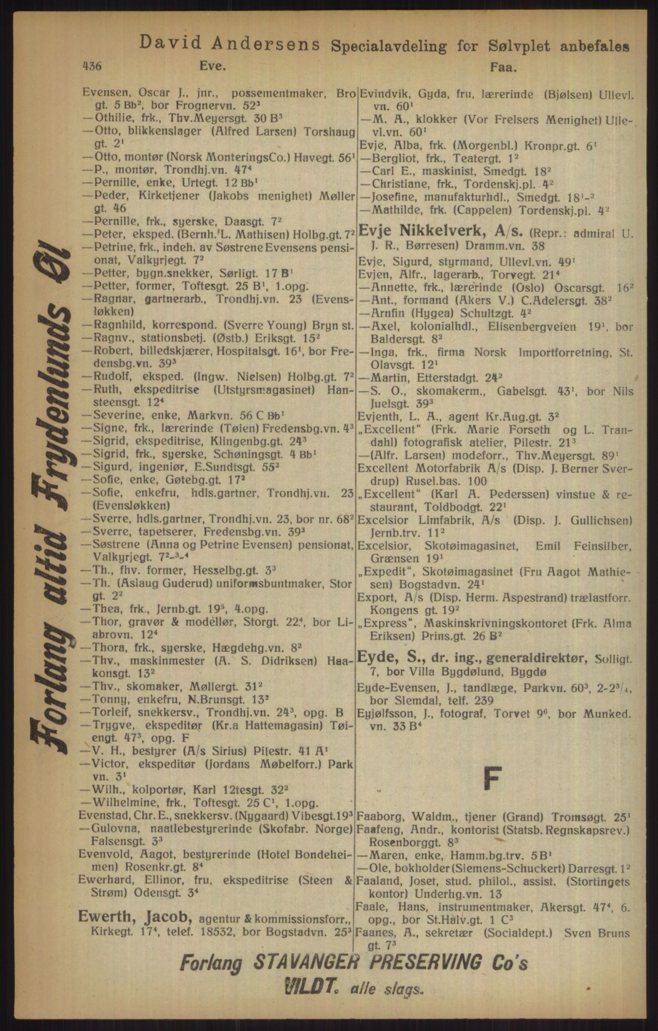 Kristiania/Oslo adressebok, PUBL/-, 1915, p. 436