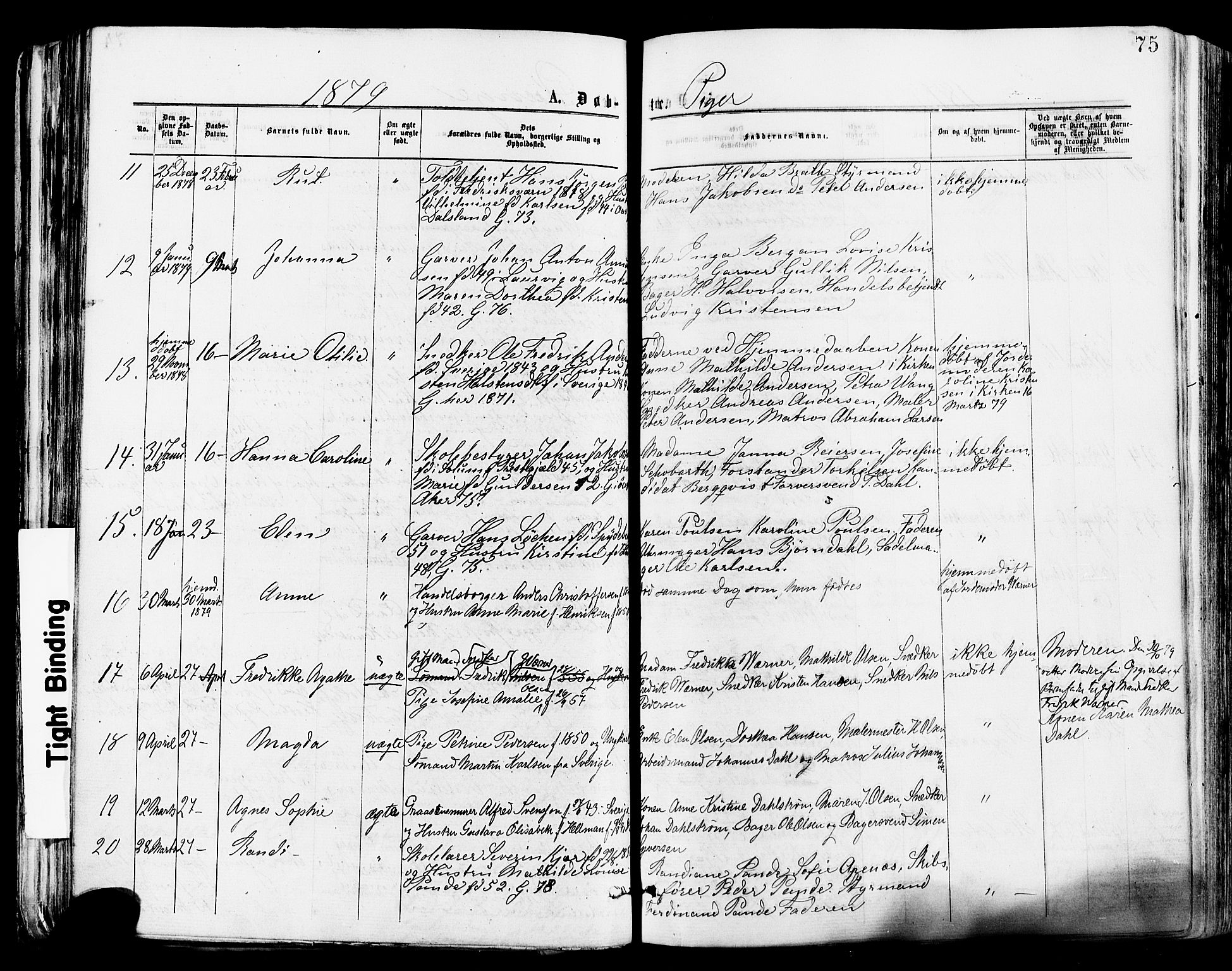 Tønsberg kirkebøker, AV/SAKO-A-330/F/Fa/L0010: Parish register (official) no. I 10, 1874-1880, p. 75