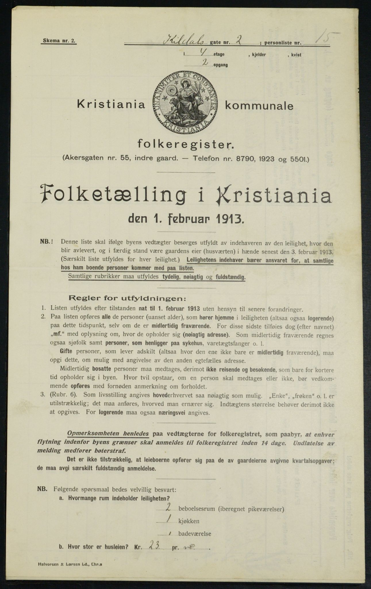 OBA, Municipal Census 1913 for Kristiania, 1913, p. 49258