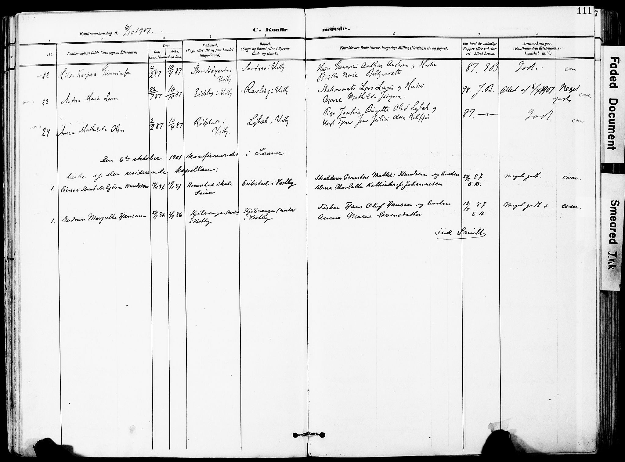 Vestby prestekontor Kirkebøker, AV/SAO-A-10893/F/Fa/L0010: Parish register (official) no. I 10, 1900-1926, p. 111