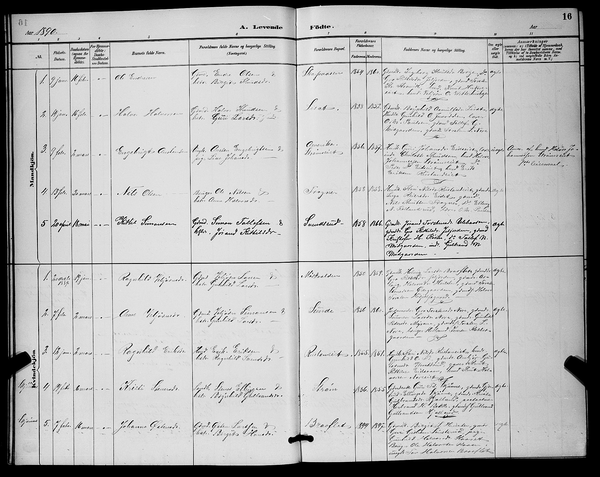 Nore kirkebøker, SAKO/A-238/G/Ga/L0003: Parish register (copy) no. I 3, 1886-1903, p. 16