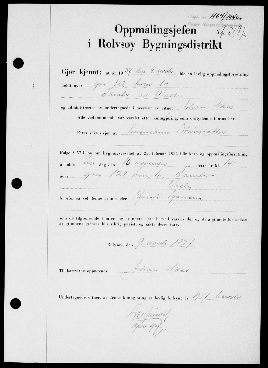 Onsøy sorenskriveri, SAO/A-10474/G/Ga/Gab/L0015: Mortgage book no. II A-15, 1945-1946, Diary no: : 464/1946
