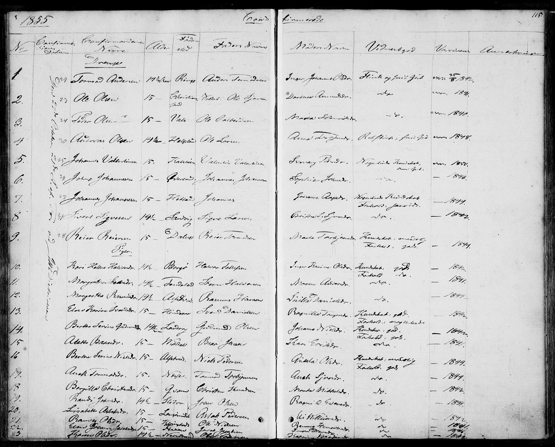 Nedstrand sokneprestkontor, SAST/A-101841/01/IV: Parish register (official) no. A 8, 1839-1860, p. 115