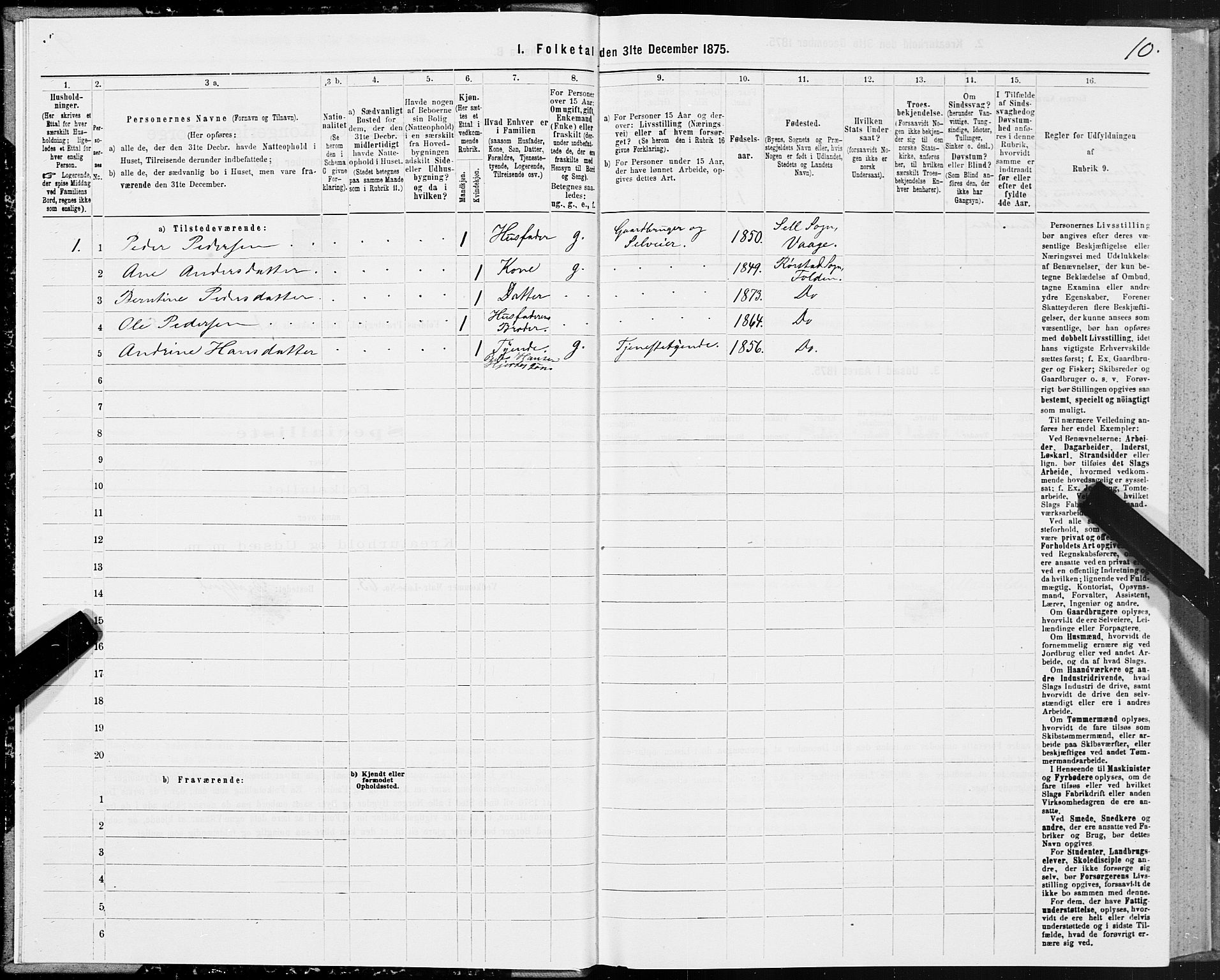 SAT, 1875 census for 1845P Folda, 1875, p. 1010