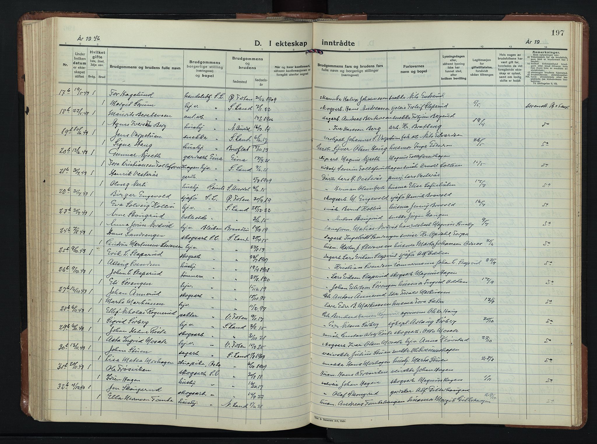 Søndre Land prestekontor, AV/SAH-PREST-122/L/L0009: Parish register (copy) no. 9, 1933-1954, p. 197