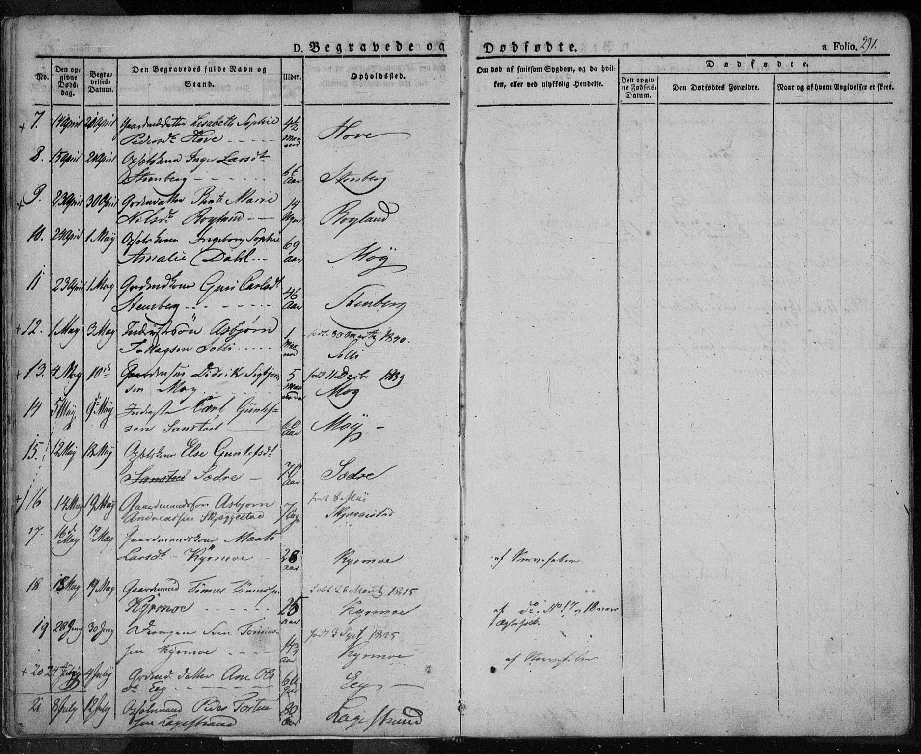 Lund sokneprestkontor, SAST/A-101809/S06/L0008: Parish register (official) no. A 7.2, 1833-1854, p. 291