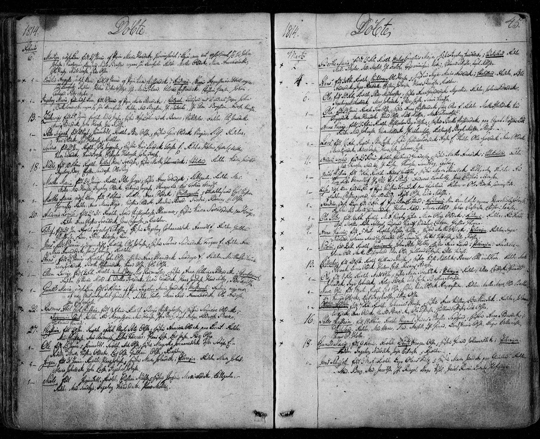 Aker prestekontor kirkebøker, SAO/A-10861/F/L0011: Parish register (official) no. 11, 1810-1819, p. 45