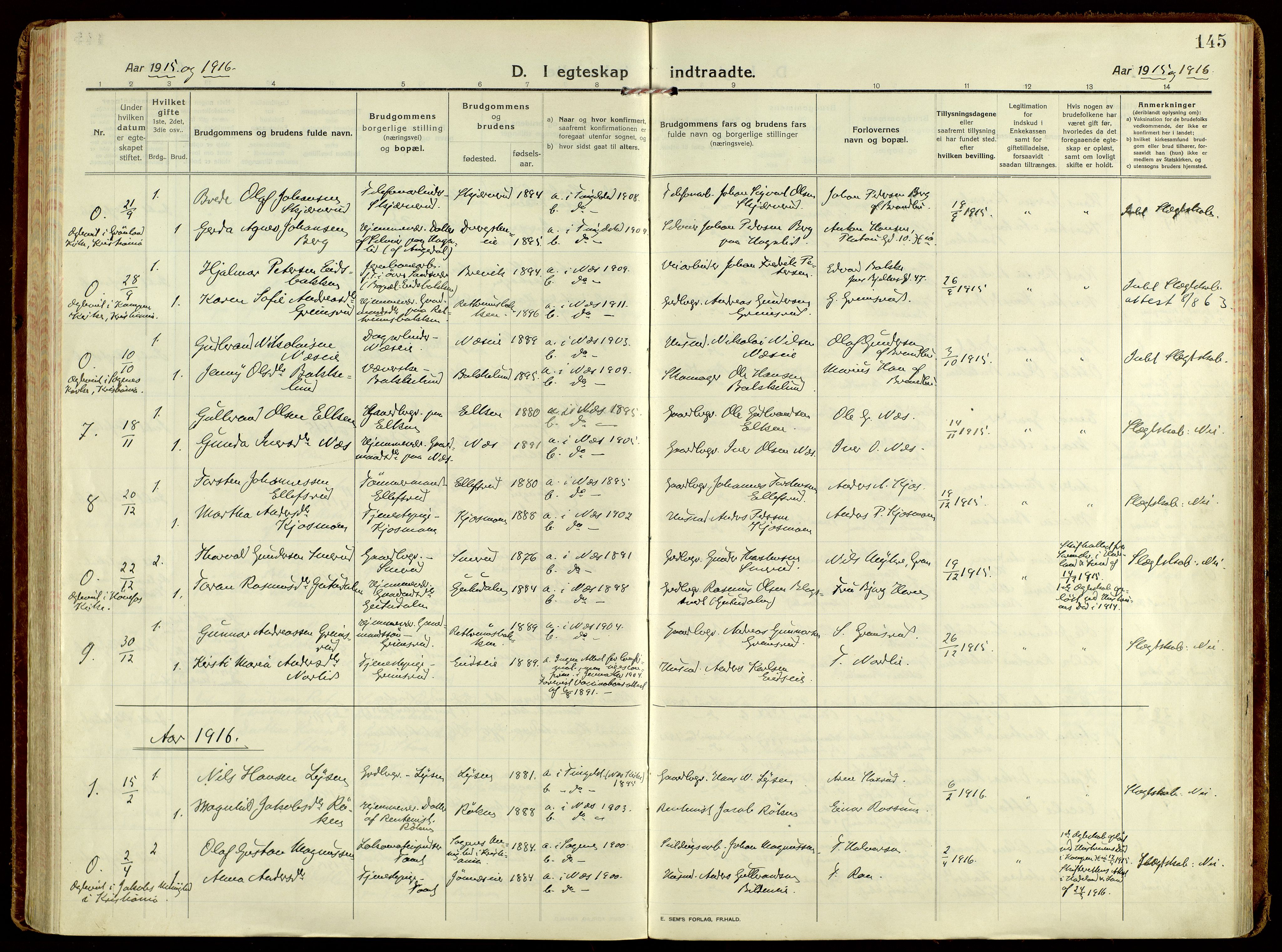 Brandbu prestekontor, AV/SAH-PREST-114/H/Ha/Haa/L0004: Parish register (official) no. 4, 1913-1923, p. 145