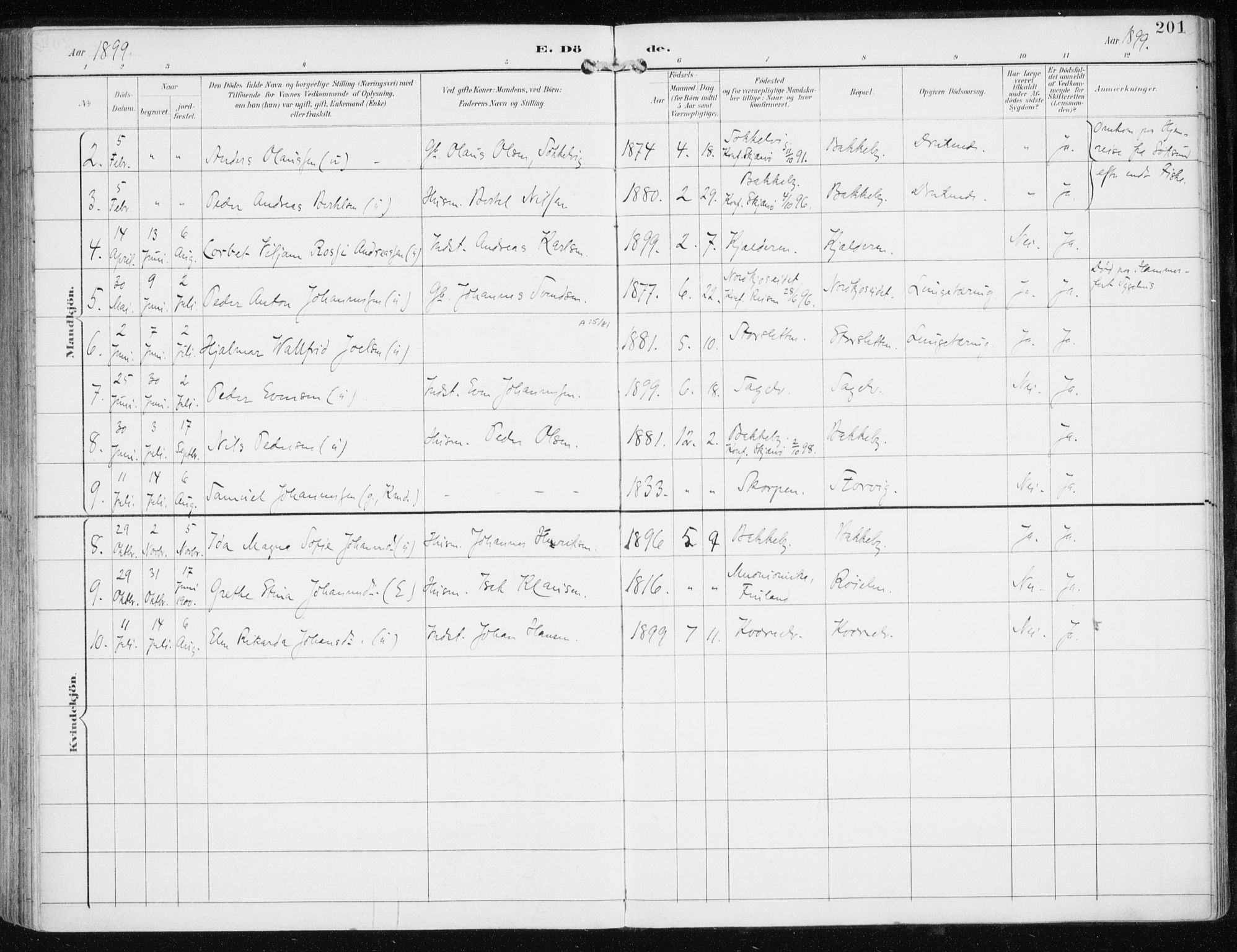 Skjervøy sokneprestkontor, AV/SATØ-S-1300/H/Ha/Haa/L0017kirke: Parish register (official) no. 17, 1895-1911, p. 201