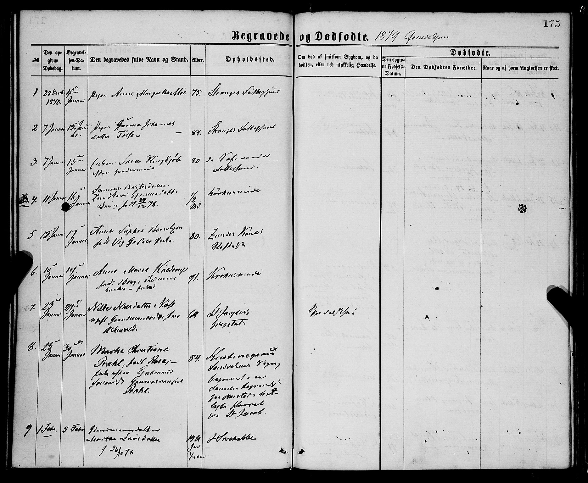 St. Jørgens hospital og Årstad sokneprestembete, AV/SAB-A-99934: Parish register (official) no. A 11, 1864-1886, p. 175