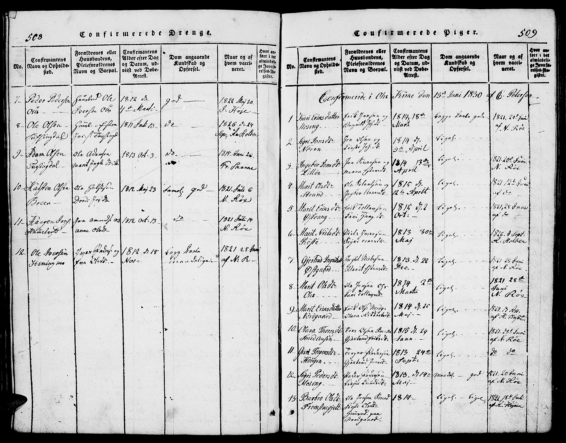 Tolga prestekontor, AV/SAH-PREST-062/L/L0002: Parish register (copy) no. 2, 1815-1844, p. 508-509