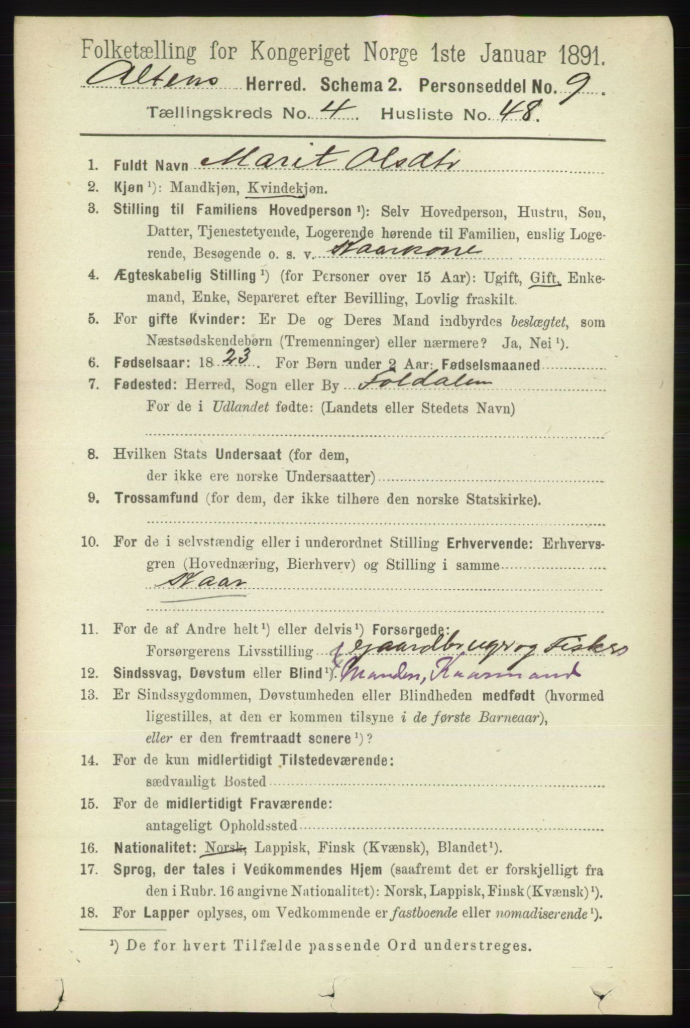 RA, 1891 census for 2012 Alta, 1891, p. 1608