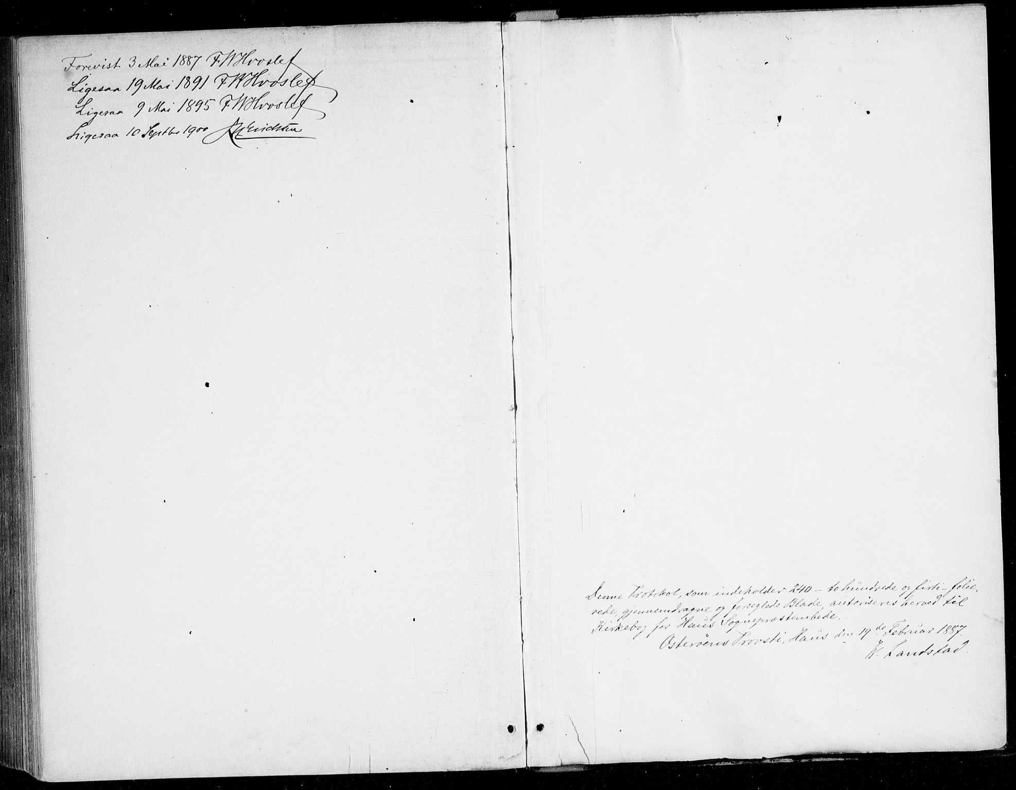 Haus sokneprestembete, AV/SAB-A-75601/H/Haa/Haad/L0001: Parish register (official) no. D 1, 1887-1898