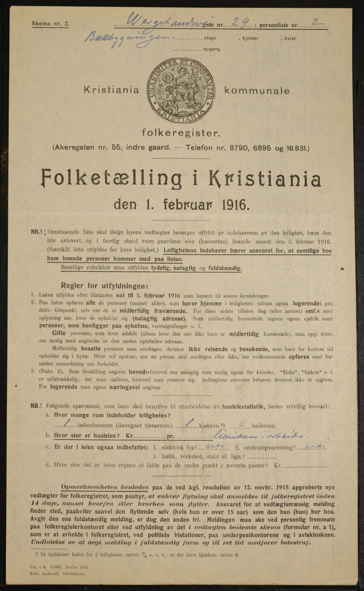 OBA, Municipal Census 1916 for Kristiania, 1916, p. 131568