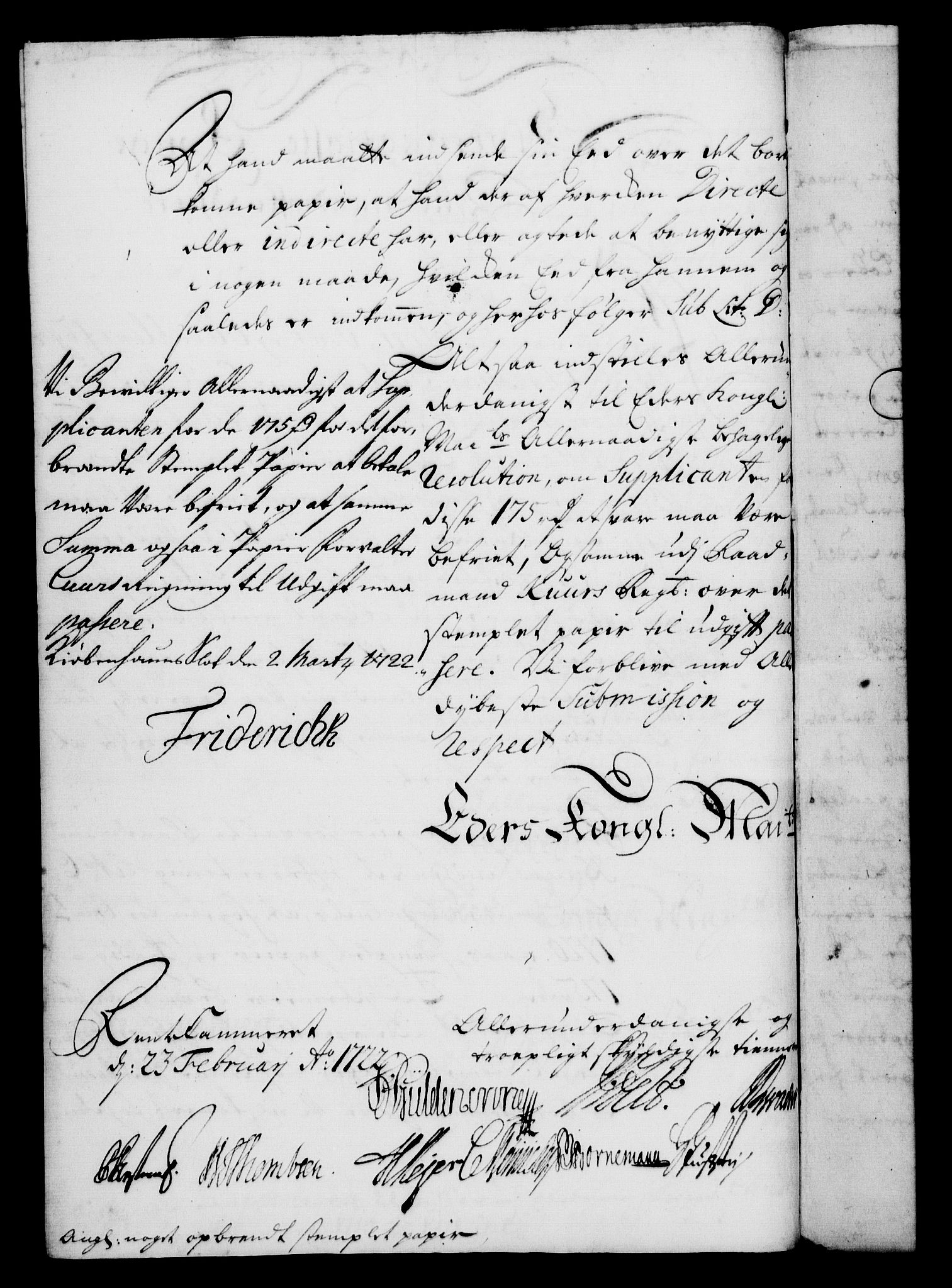 Rentekammeret, Kammerkanselliet, RA/EA-3111/G/Gf/Gfa/L0005: Norsk relasjons- og resolusjonsprotokoll (merket RK 52.5), 1722, p. 147