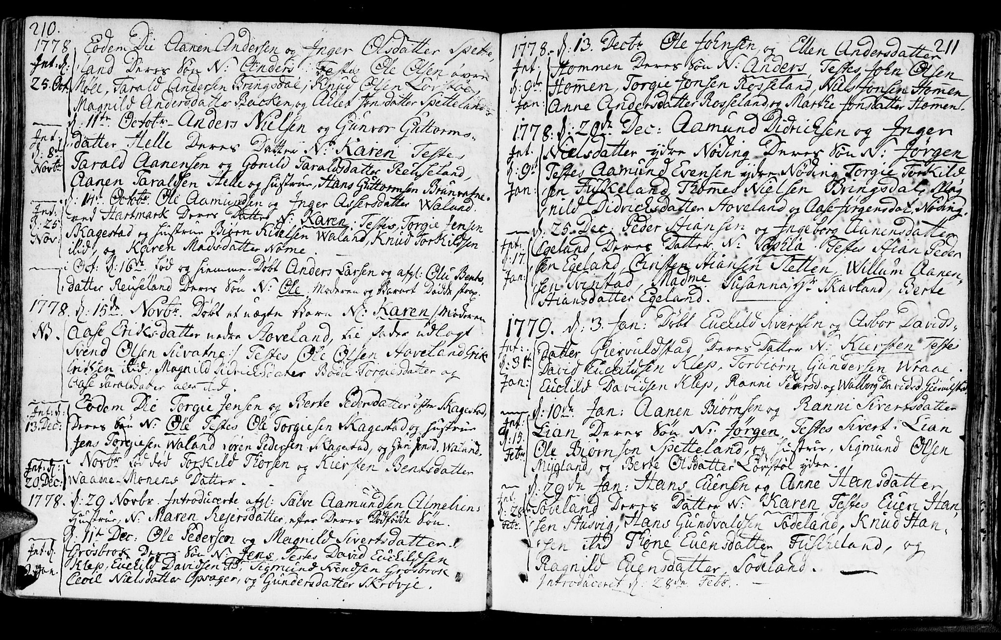 Holum sokneprestkontor, SAK/1111-0022/F/Fa/Faa/L0002: Parish register (official) no. A 2, 1756-1780, p. 210-211