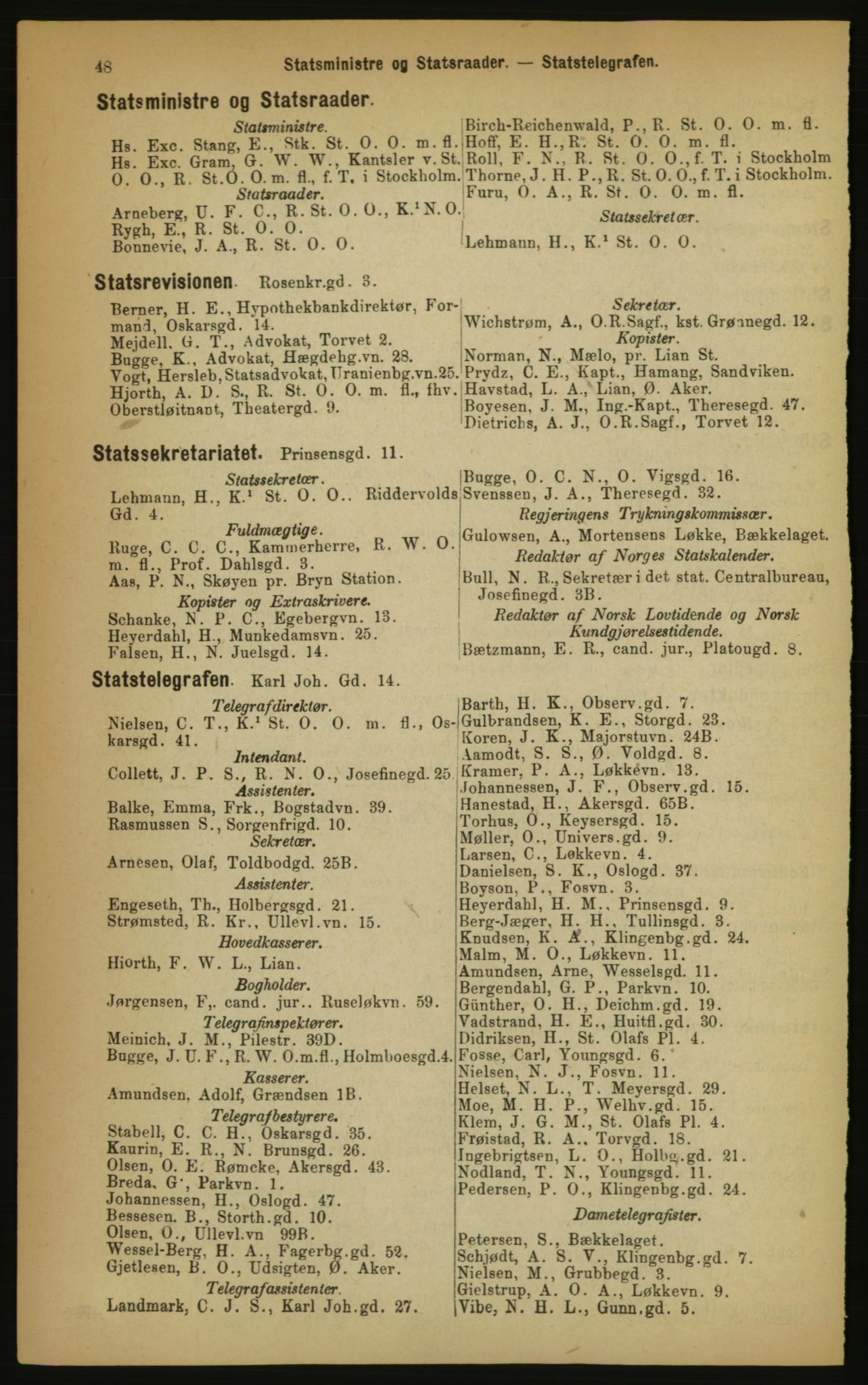 Kristiania/Oslo adressebok, PUBL/-, 1891, p. 48