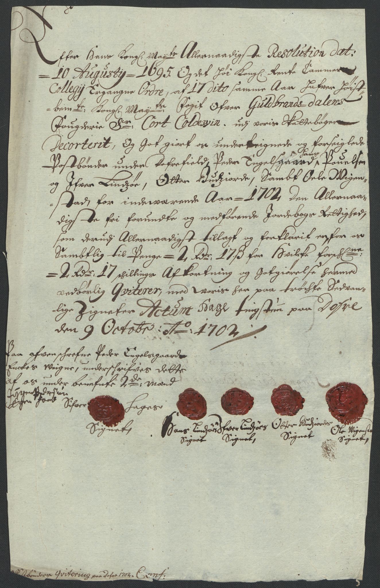 Rentekammeret inntil 1814, Reviderte regnskaper, Fogderegnskap, RA/EA-4092/R17/L1175: Fogderegnskap Gudbrandsdal, 1702, p. 139