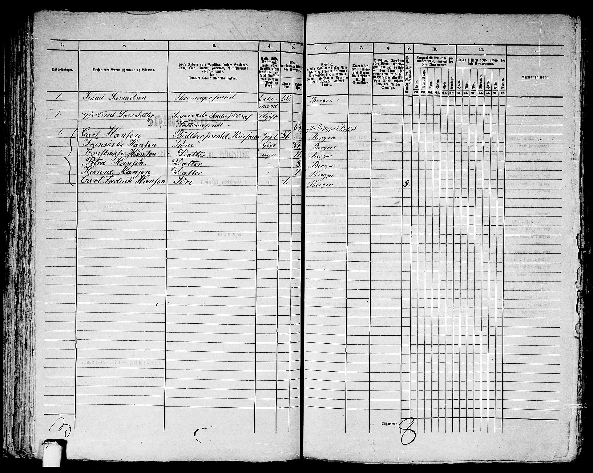 RA, 1865 census for Bergen, 1865, p. 4183