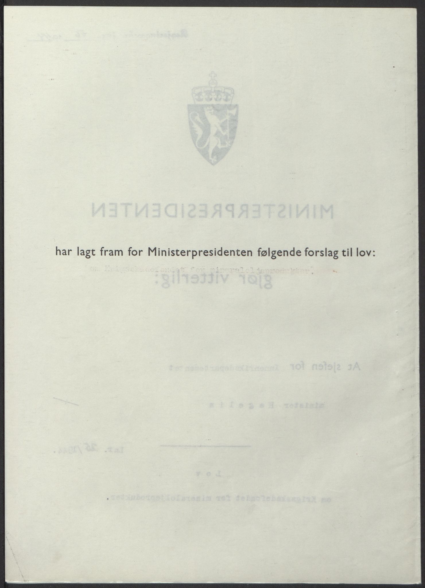 NS-administrasjonen 1940-1945 (Statsrådsekretariatet, de kommisariske statsråder mm), AV/RA-S-4279/D/Db/L0100: Lover, 1944, p. 118