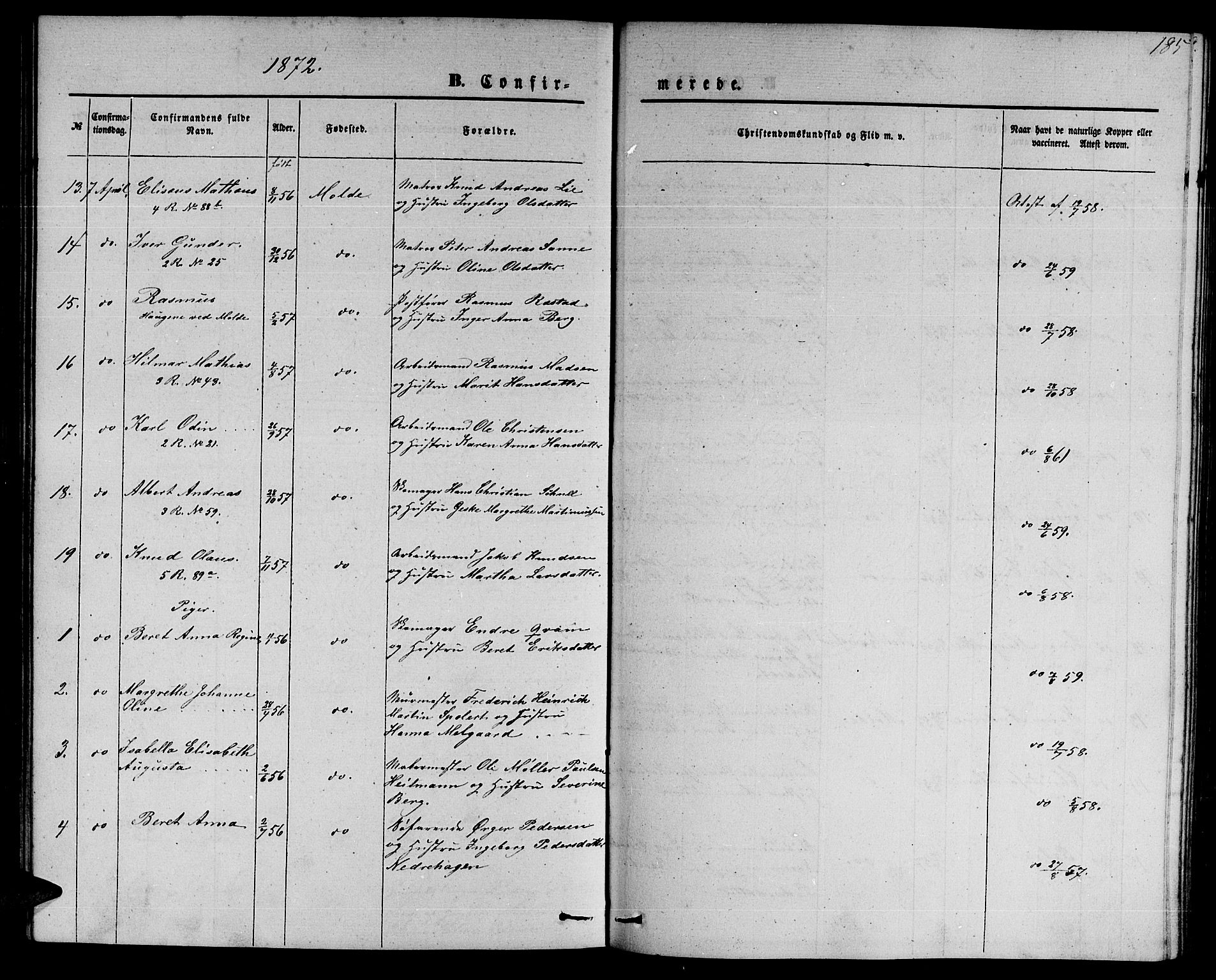 Ministerialprotokoller, klokkerbøker og fødselsregistre - Møre og Romsdal, AV/SAT-A-1454/558/L0701: Parish register (copy) no. 558C02, 1862-1879, p. 185