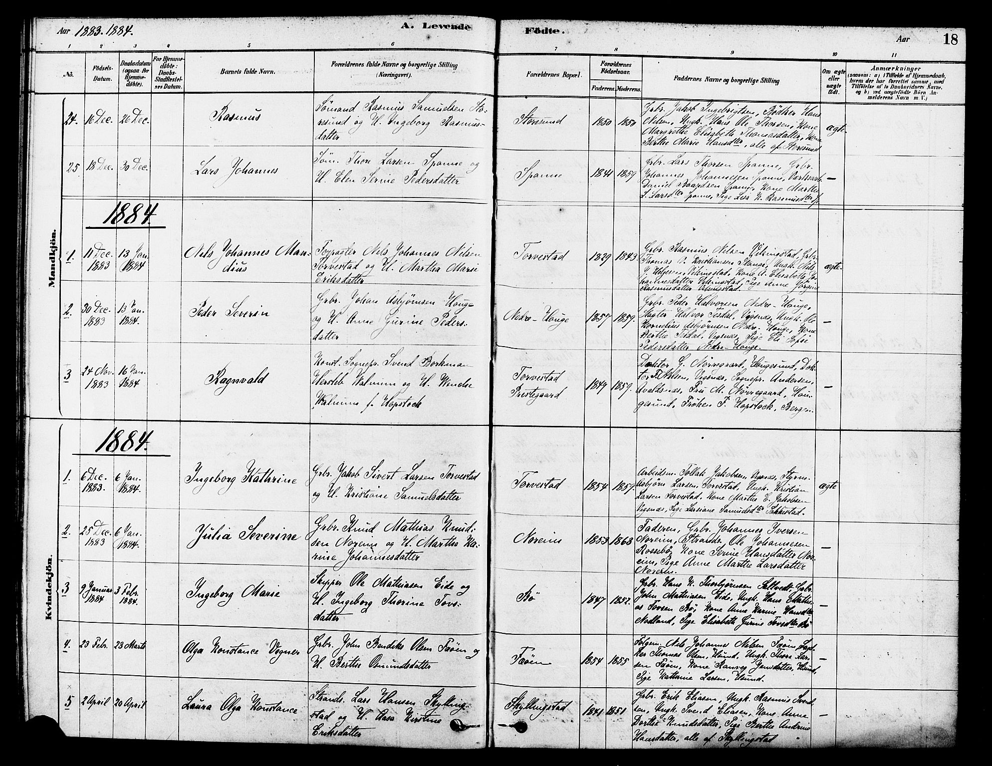 Torvastad sokneprestkontor, SAST/A -101857/H/Ha/Haa/L0014: Parish register (official) no. A 13, 1879-1888, p. 18