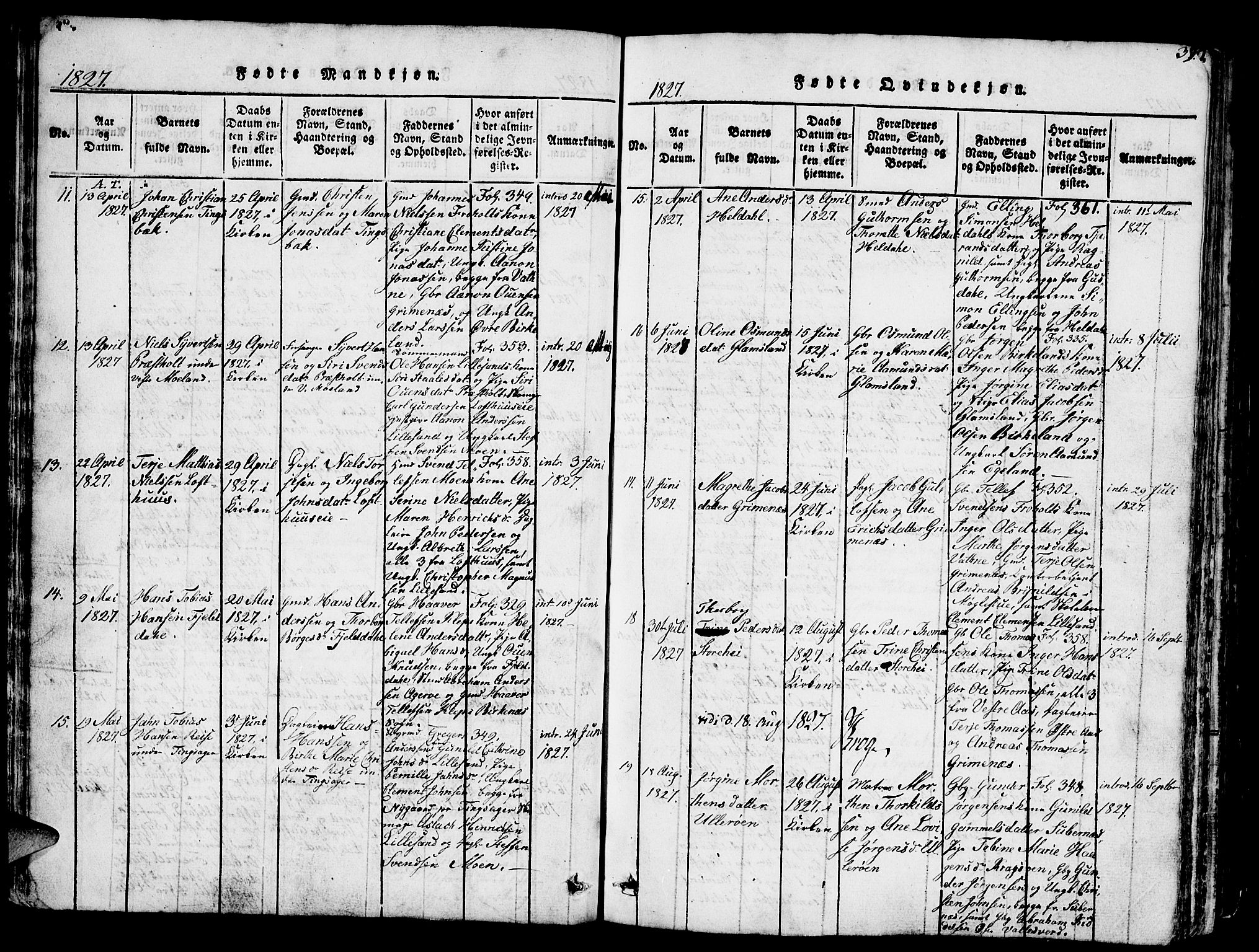 Vestre Moland sokneprestkontor, AV/SAK-1111-0046/F/Fb/Fbb/L0001: Parish register (copy) no. B 1, 1816-1851, p. 39