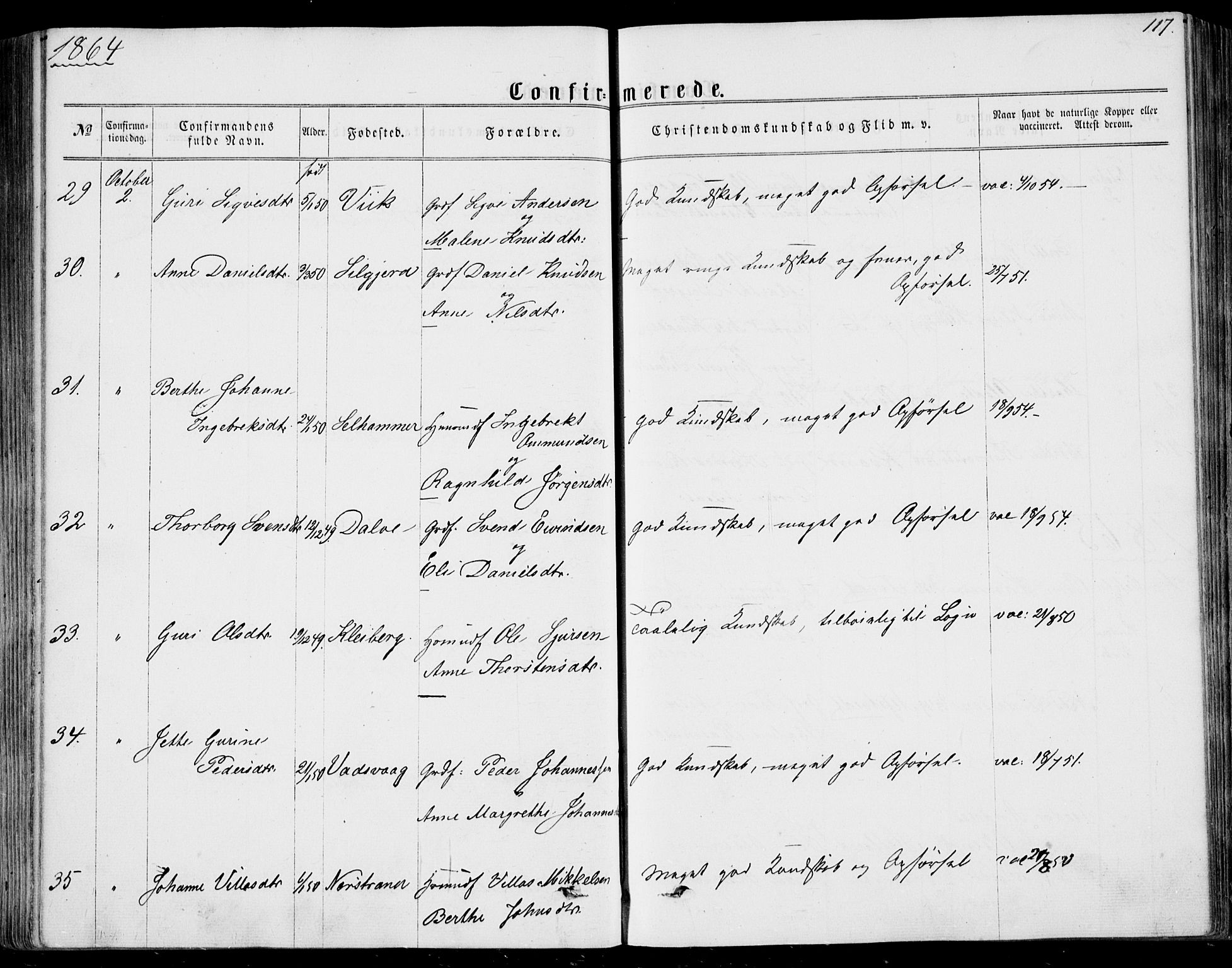 Nedstrand sokneprestkontor, AV/SAST-A-101841/01/IV: Parish register (official) no. A 9, 1861-1876, p. 117