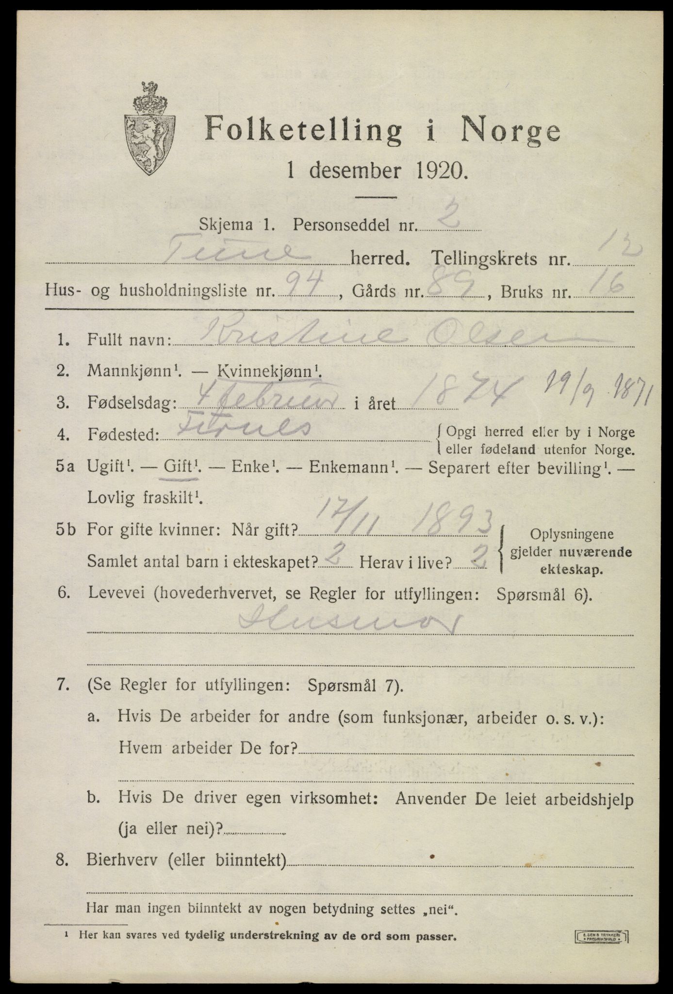 SAO, 1920 census for Tune, 1920, p. 18268