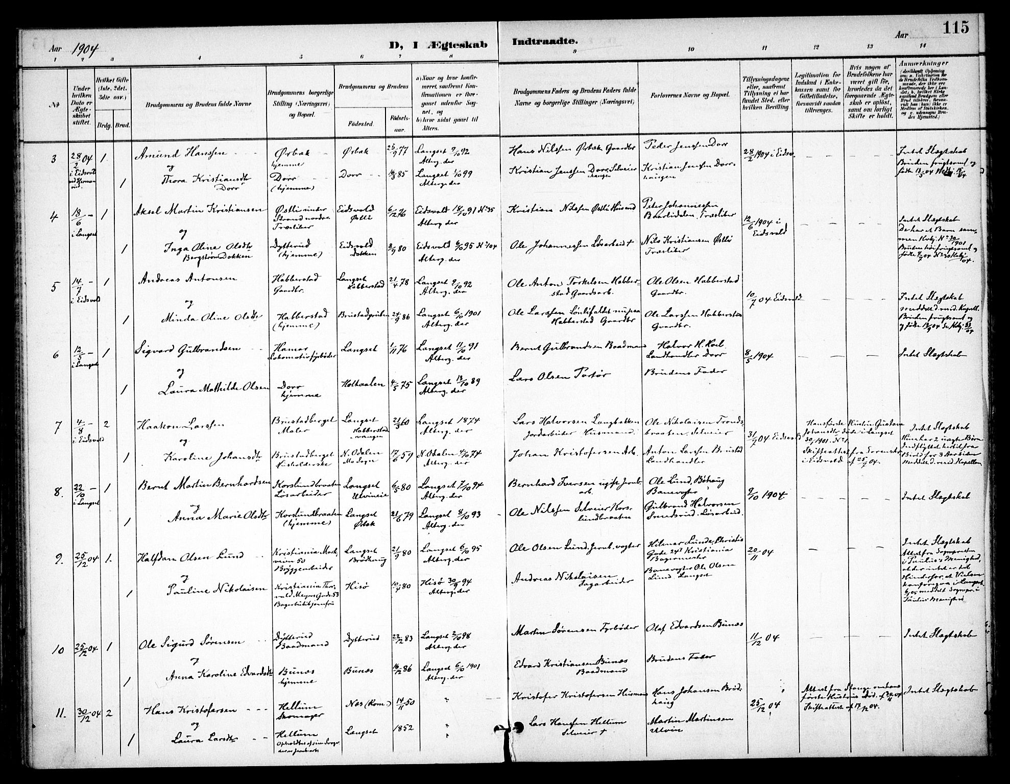 Eidsvoll prestekontor Kirkebøker, SAO/A-10888/F/Fb/L0002: Parish register (official) no. II 2, 1897-1907, p. 115